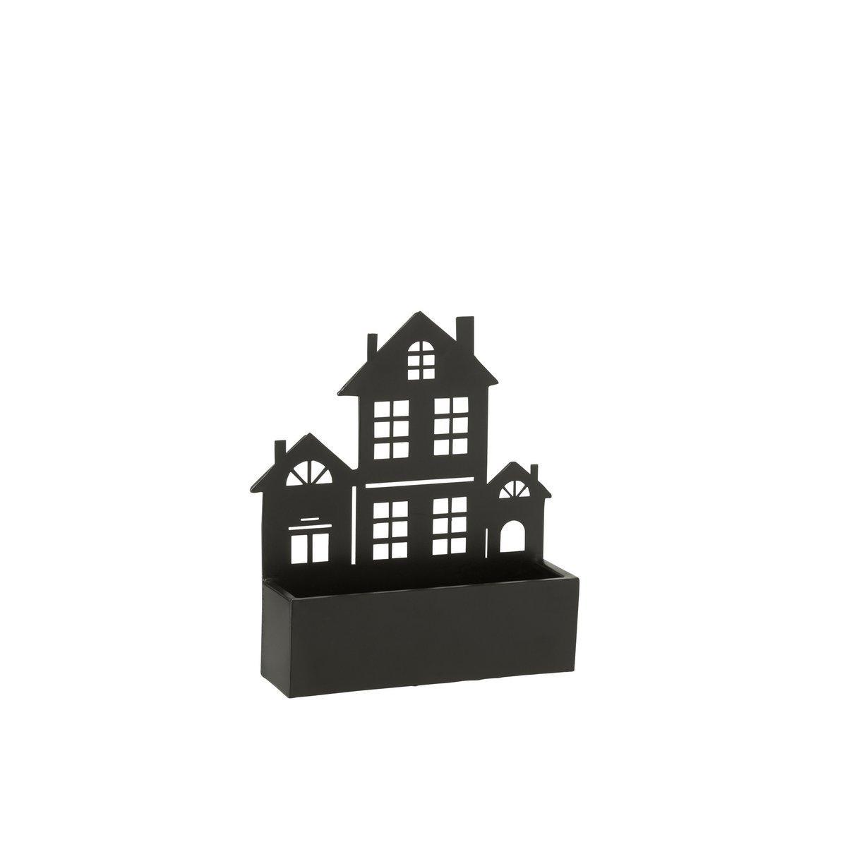 J-Line Blumentopf House - Metall - Schwarz - klein - Ø 8,00 cm