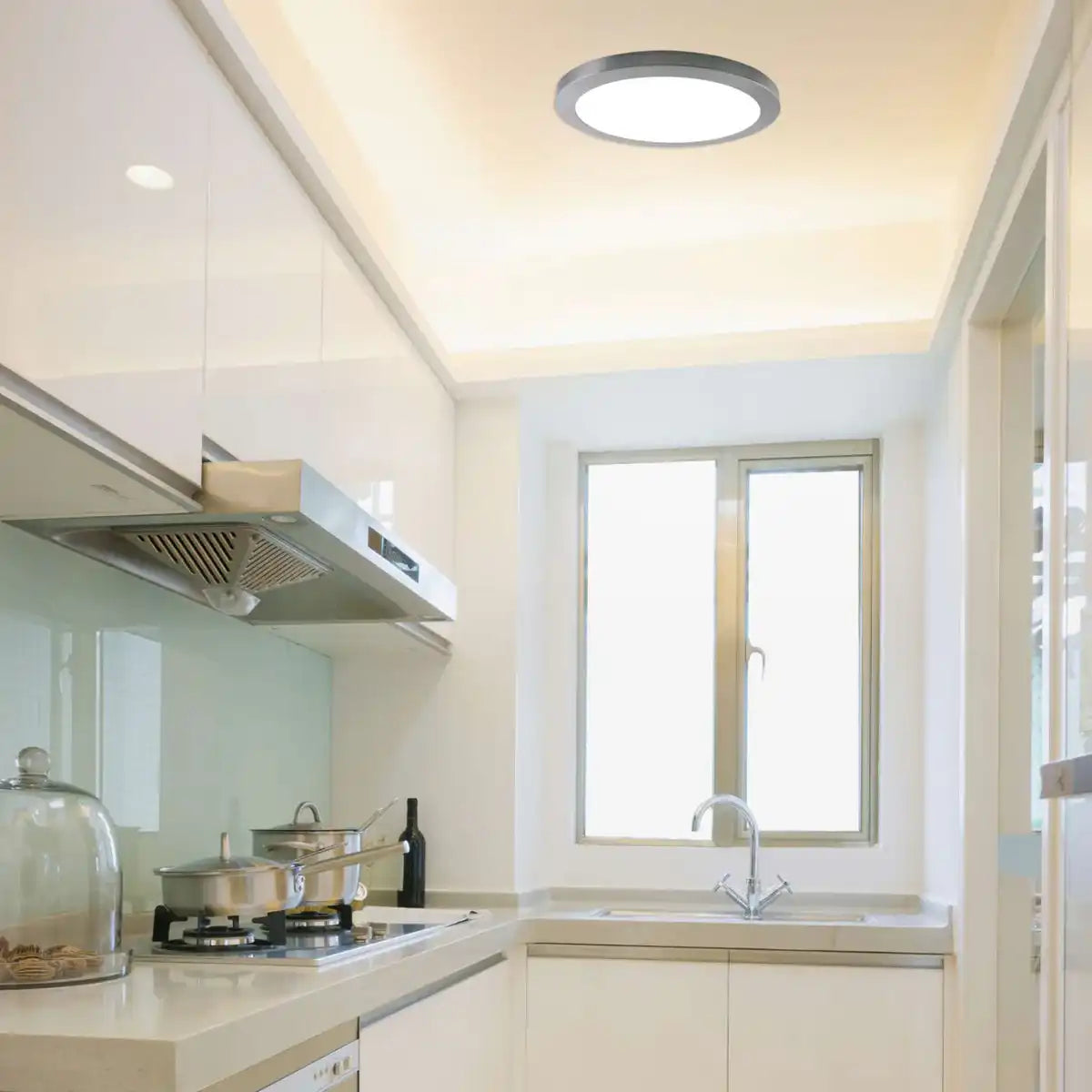 LED Deckenleuchte "BONUS", Funktion, Deckenlampe aus Metall und Kunststoff in Chrome/weiß wechselbar, mit fest verbauten LEDs, 33 cm Durchmesser