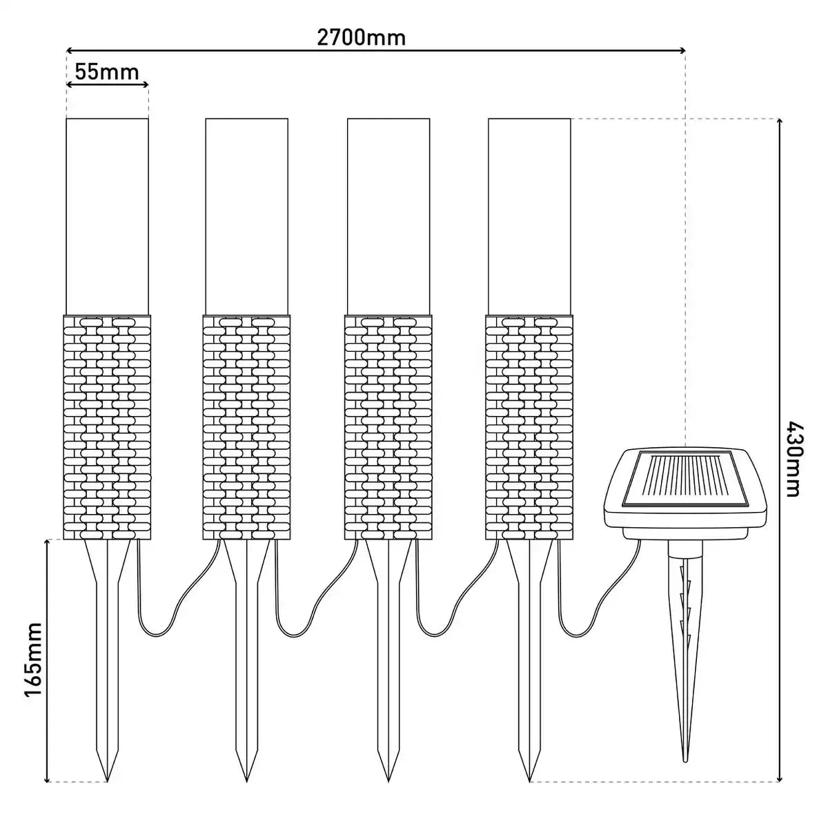 4er-Set LED-Outdoor-Erdspieß , für Außen, Erdspieß aus Kunststoff in Schwarz, integrierte LED