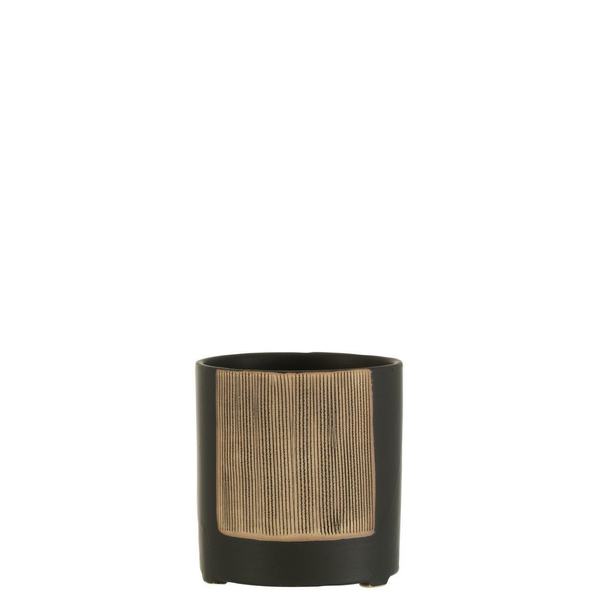 J-Line Blumentopf Maria Rund - Keramik - Schwarz - Ø 14,5 cm - 2 Stück