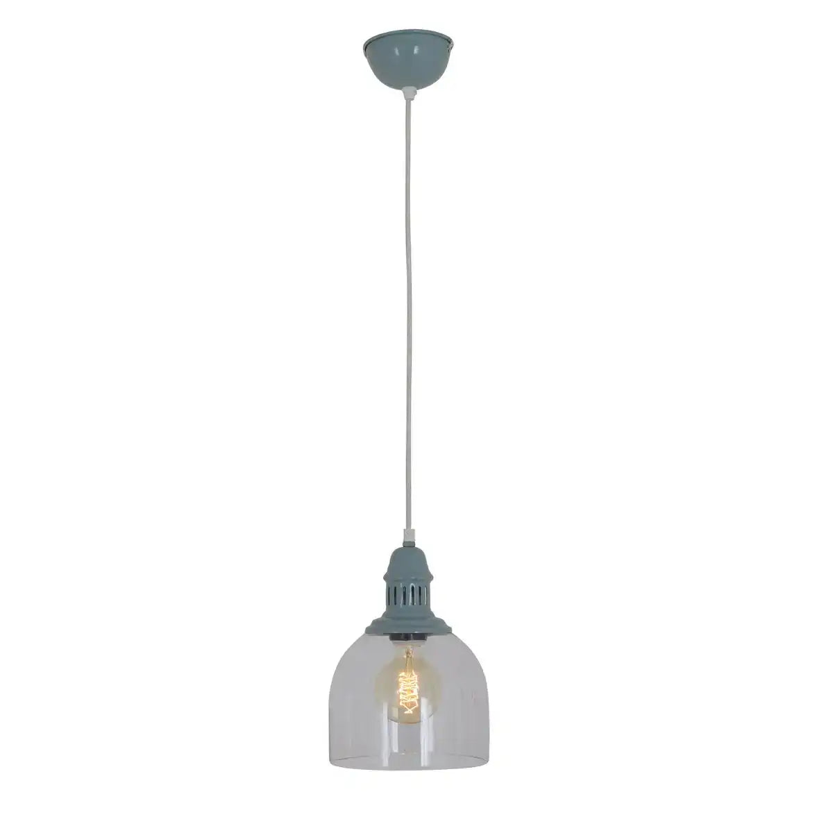Glas-Pendelleuchte "MUMBAI", Retro Classic aus Metall und Glas in Grün, E27