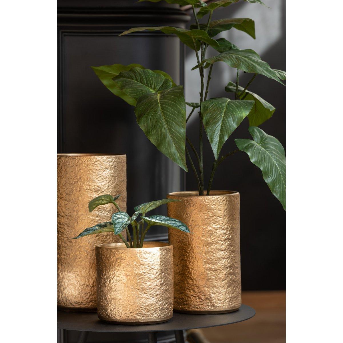 J-Line Blumentopf Gatsby Keramik Gold Klein