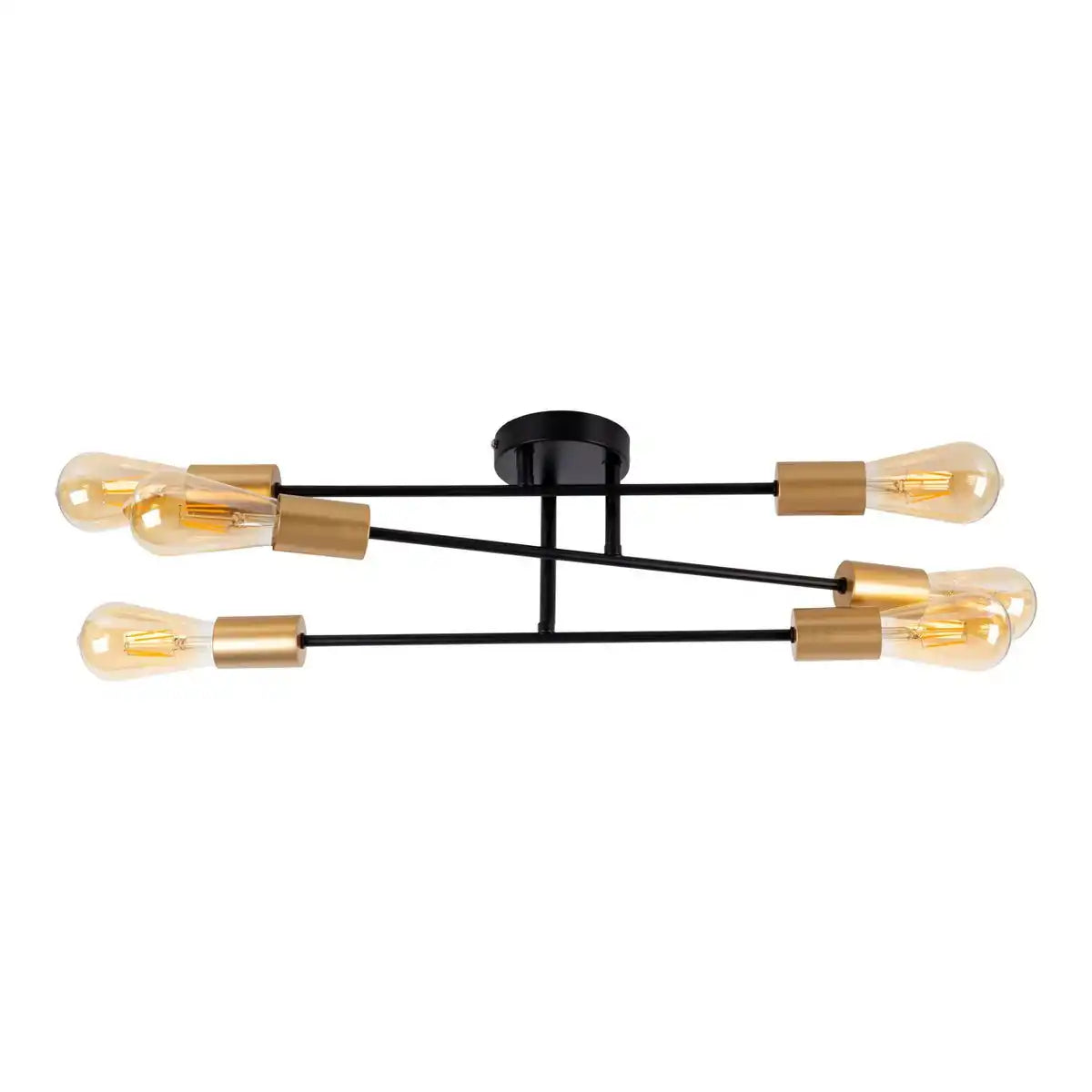 Deckenleuchte "MODO" 6-flammig aus Metall in Schwarz,, Fassungen Gold, E27-Fassung, Deckenlampe für Wohnzimmer, Esszimmer, Küche, Diele, Flur oder Büro mit einem Øvon 54,5 cm