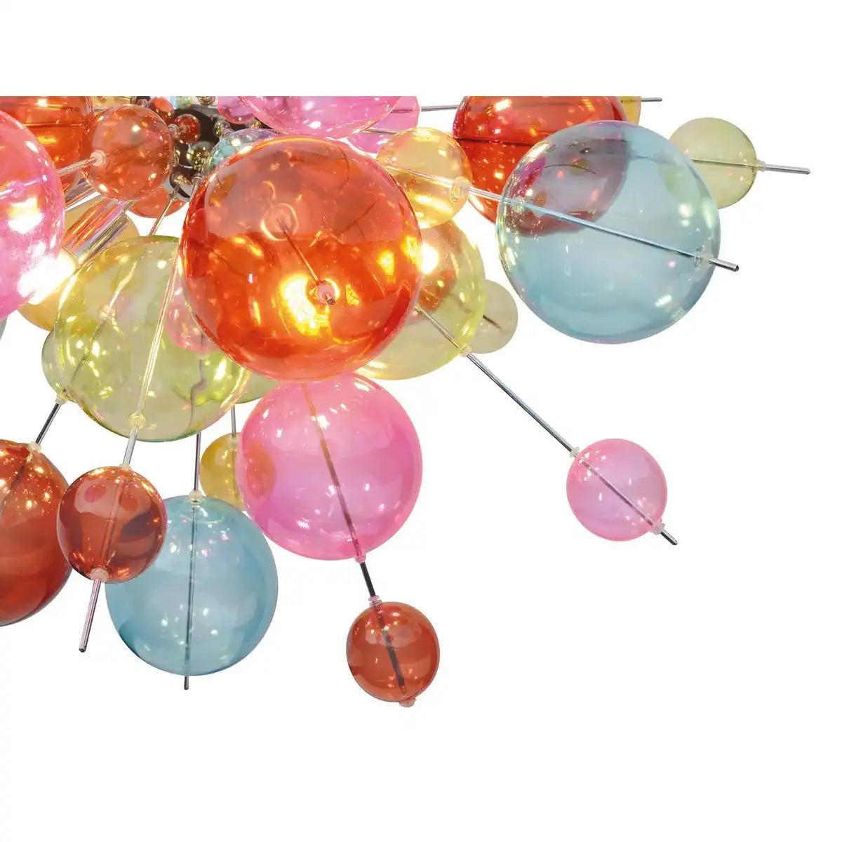 Pendelleuchte "EXPLOSION" bunt aus Metall und Glas, G9 Fassungen, Hängelampe für Esszimmer, Wohnzimmer, Diele oder Büro, Øca. 65 cm
