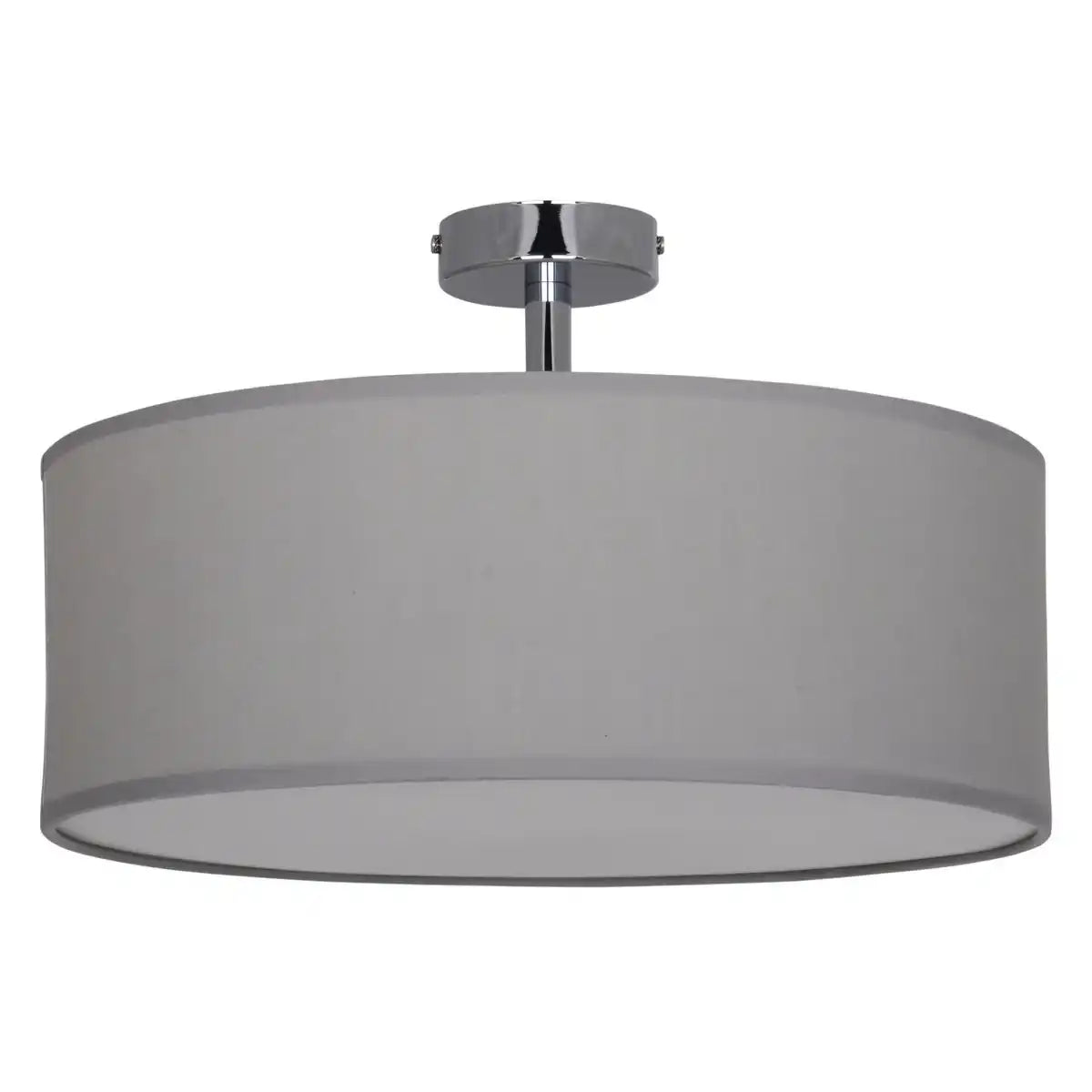Textildeckenleuchte "NEW YORK", klassische Deckenlampe mit Textilschirm in Grau, mit E27-Fassung, Deckenleuchte 40 cm Durchmesser, geeignet für den gesamten Wohnbereich