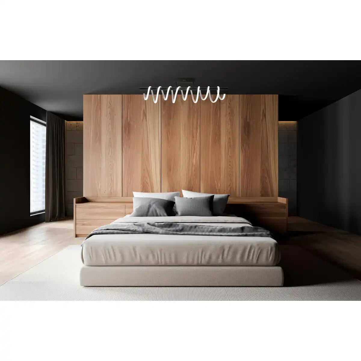LED Deckenleuchte "BELLEZA", moderne Deckenlampe aus Metall und Kunststoff in Schwarz, und Weiß, mit fest verbauten LEDs, dimmbar, ca. 100 cm lang. Die ideale Beleuchtung für Wohnzimmer, Esszimmer oder Küche.