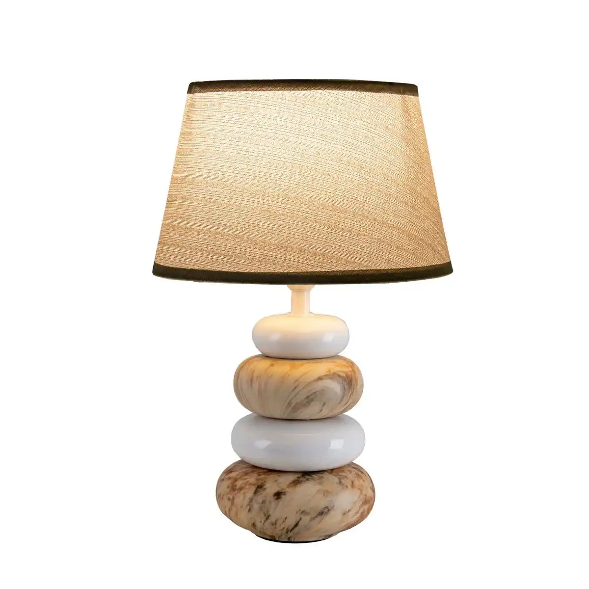 Keramik Tischleuchte "STONEY", Tischlampe aus Keramik in Braun, mit E14-Fassung, Tischlampe für Esszimmer, Wohnzimmer, Diele oder Büro, oder als Nachttischlampe, 31 cm hoch