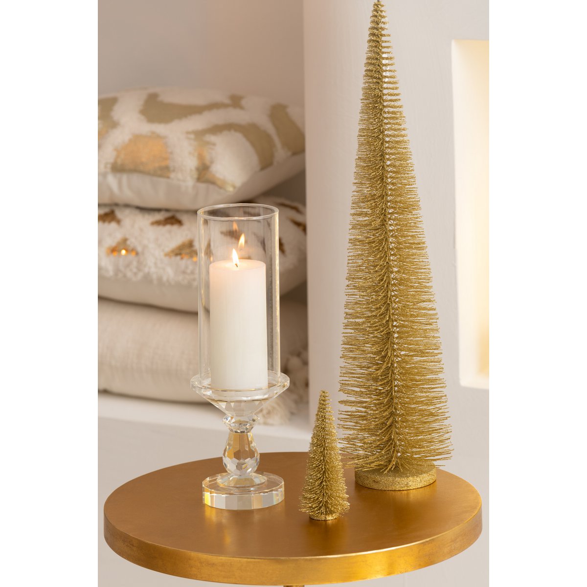 J -Line Dekoration Weihnachtsbaum Glitzer - Kunststoff - leichtes Gold - groß