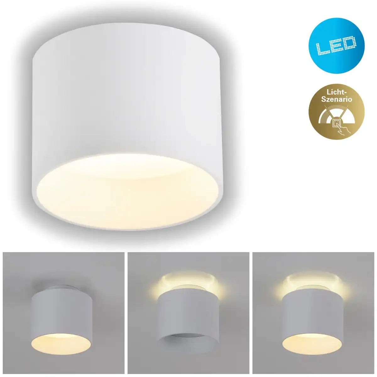 LED Spot "TRIOS" Ø 10 cm weiß, aus Metall und Kunststoff mit integrierten LEDs