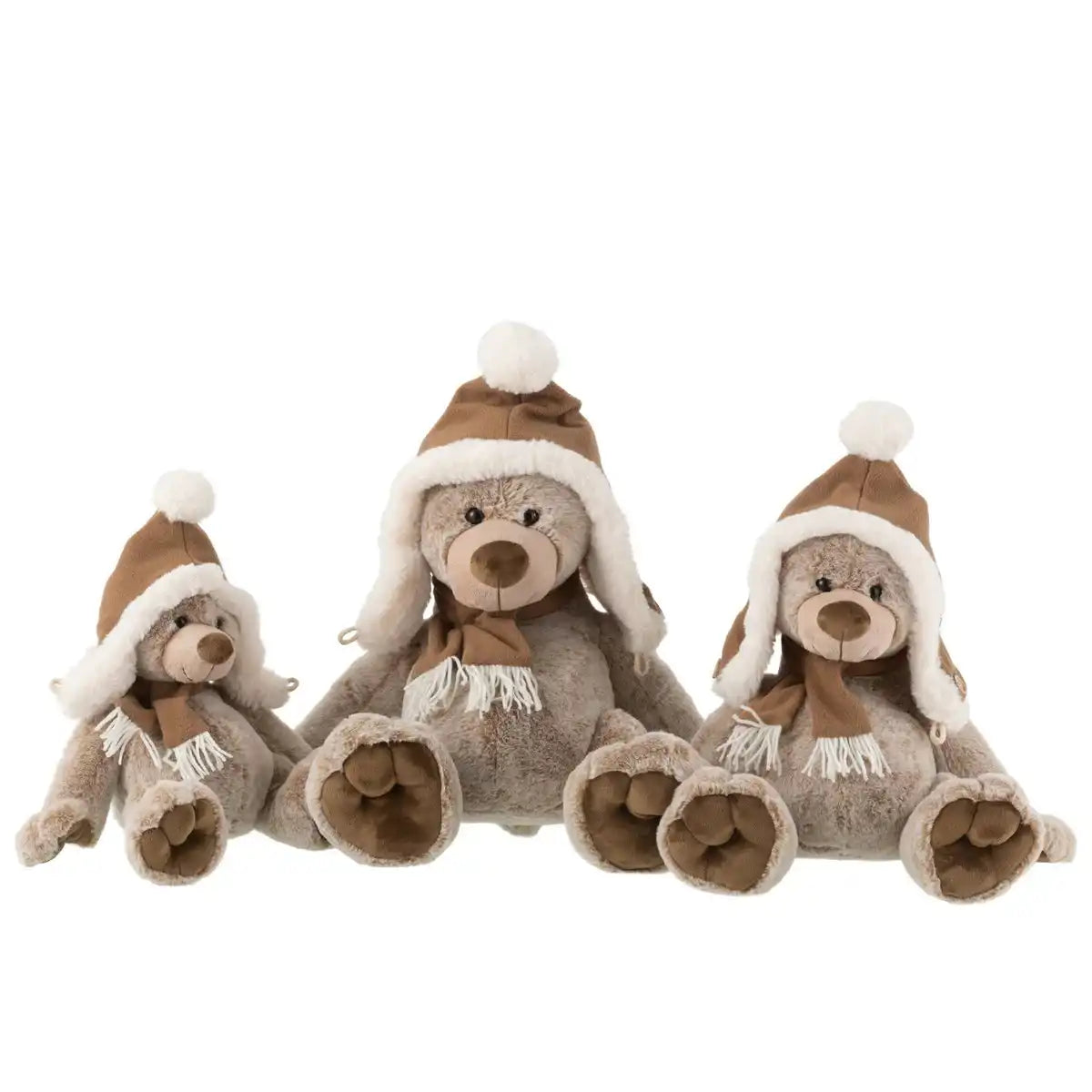 J-Line Bär+Mütze Plüsch Polyester Braun Groß