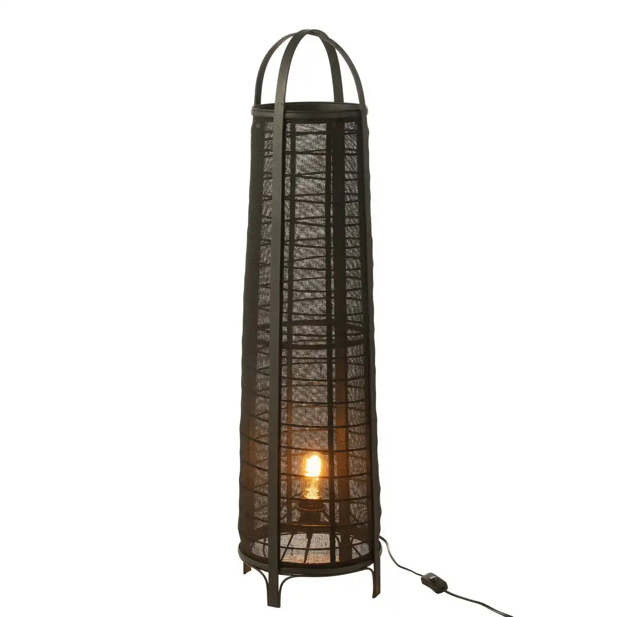 J-Line Lampe Don Baumwolle Bambus Schwarz