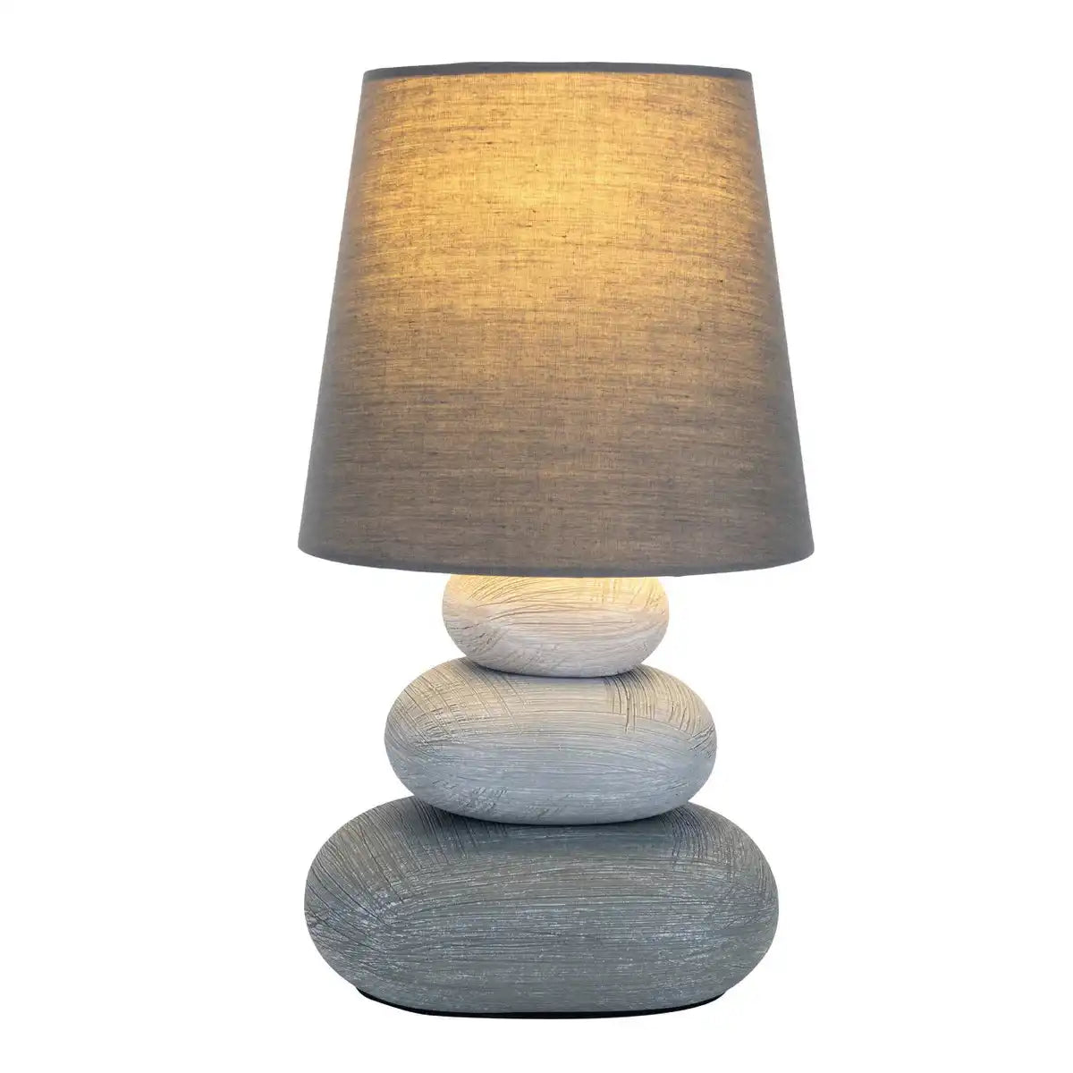 Keramik Tischleuchte "STONEY", Tischlampe aus Keramik in Grau, mit E14-Fassung, Tischlampe für Esszimmer, Wohnzimmer, Diele oder Büro, oder als Nachttischlampe, 31 cm hoch