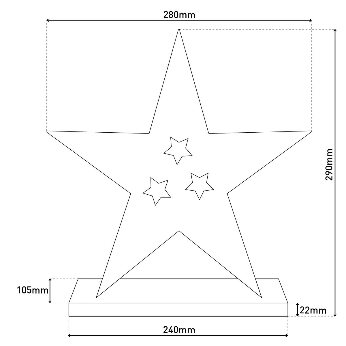 LED-Holzstern 29 cm hoch Weihnachtsdeko aus Holz in natur, mit fest verbauten LEDs
