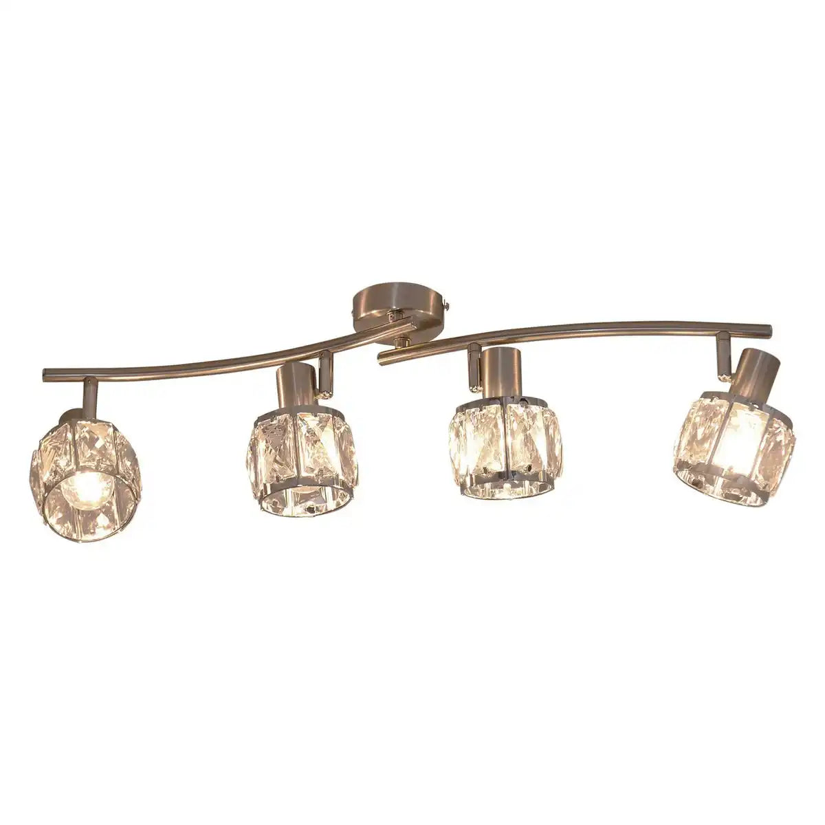 4er-LED Spot "JOSEFA" mit E14-Fassung Filament, Deckenlampe aus Metall und Glas in Edelstahloptik, mit E14-Fassung Filament Leuchtmittel inklusive, Leuchte für Wohnzimmer, Esszimmer, Flur oder Diele 70 x 8 cm