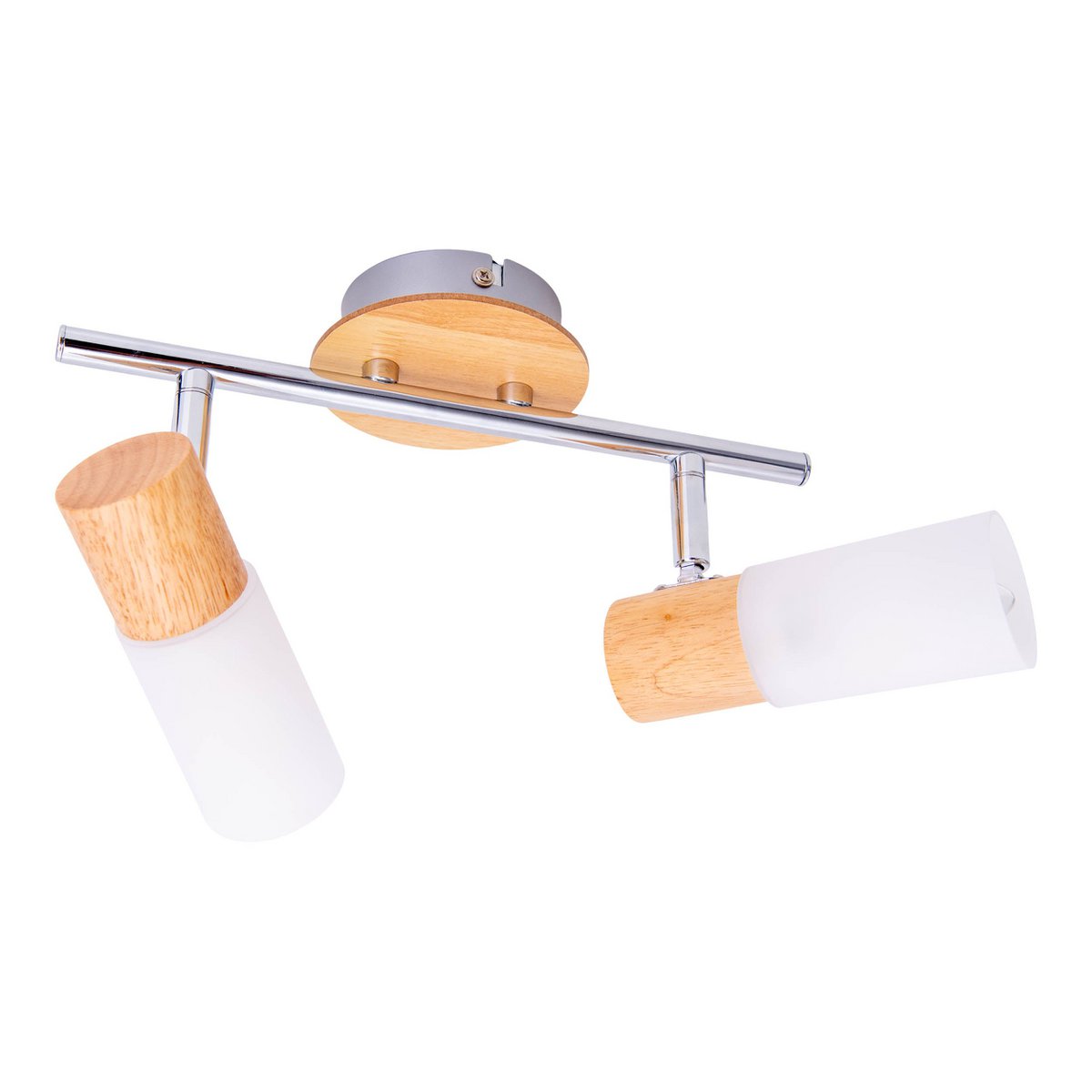 2er Wand- Deckenspot "TODTNAU", Metall, Holz und Kunststoff, E14, 39 cm lang