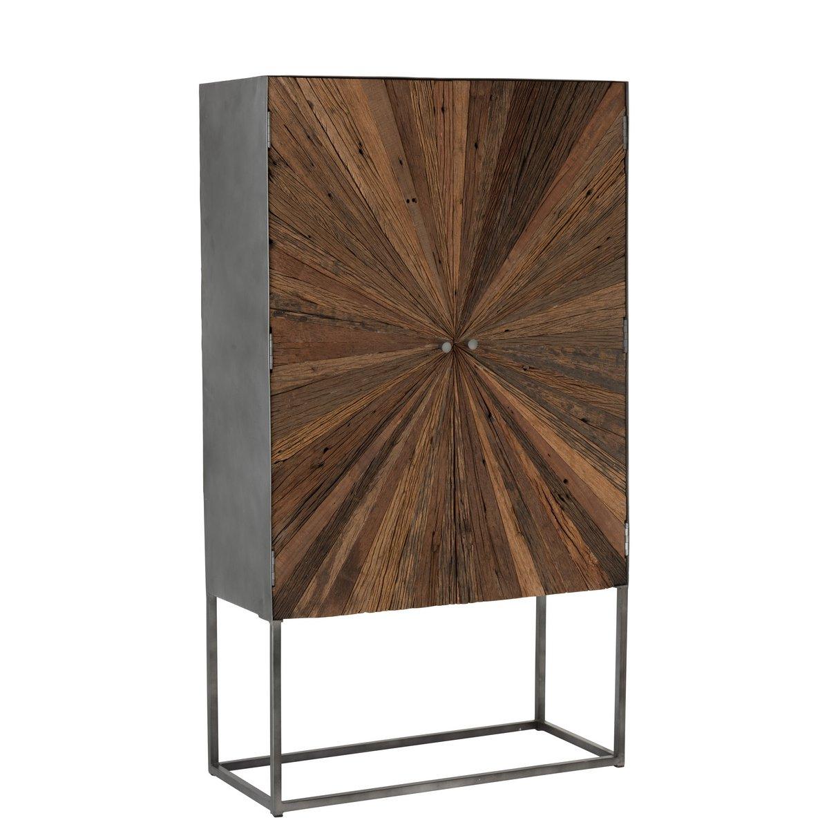 J-Line Barschrank Shanil 2 Türen Holz/Eisen Natur/Grau
