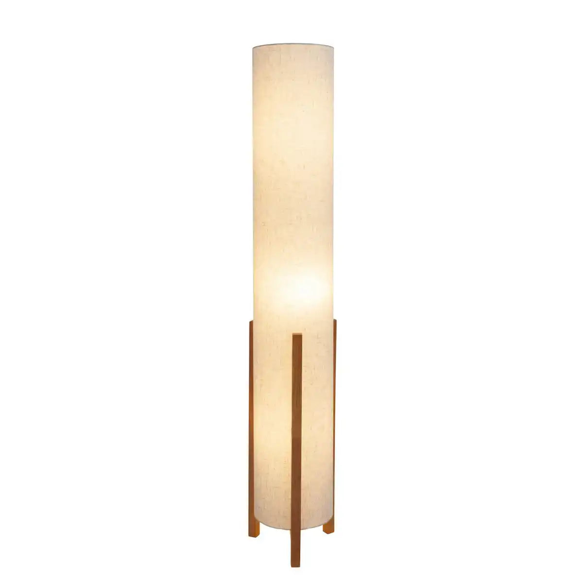 Tischleuchte "MATILDA" klassische Tischlampe mit natürlicher Ausstrahlung durch Holz und Stoffschirm, E27 Fassung, 110 cm hoch