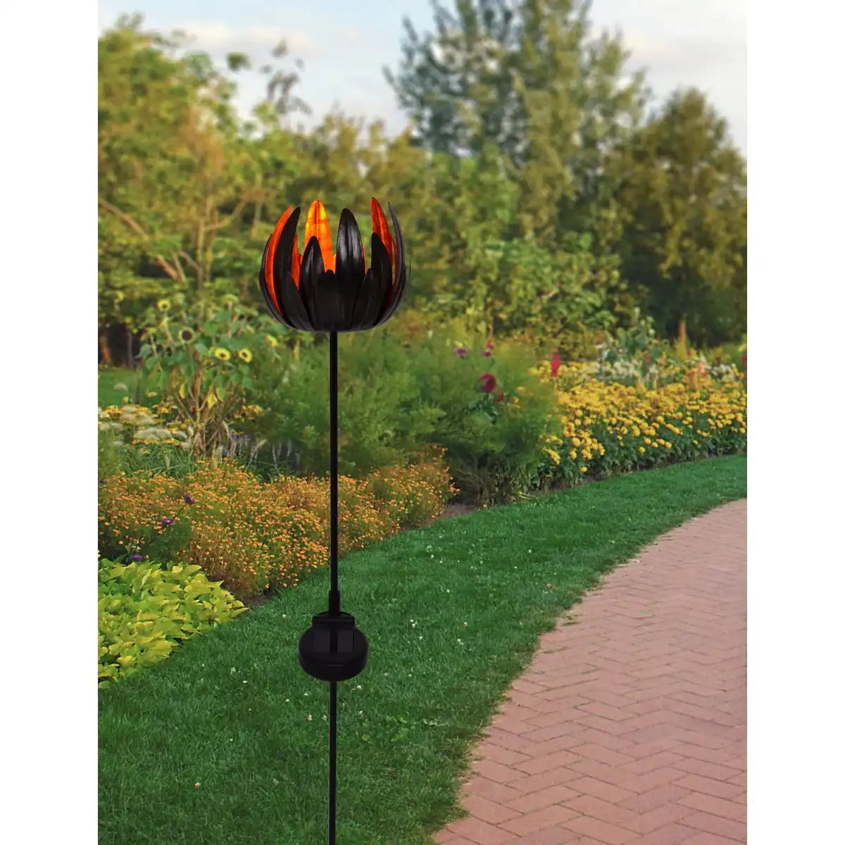LED Solarspieß "BLUME" , für Außen, Erdspieß aus Metall und Kunststoff in Kupfer, mit integrierter LED
