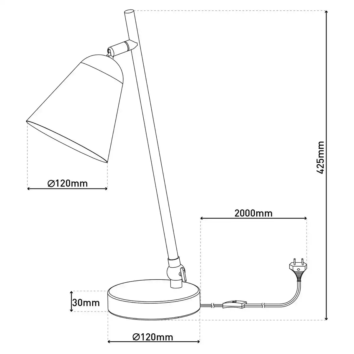 Die Tischleuchte "TRITON" aus schwarzem und messingfarbenem Metall ist 42,5 cm hoch, hat eine E14-Fassung und ist ideal für Wohnzimmer, Diele, Büro oder Nachtisch