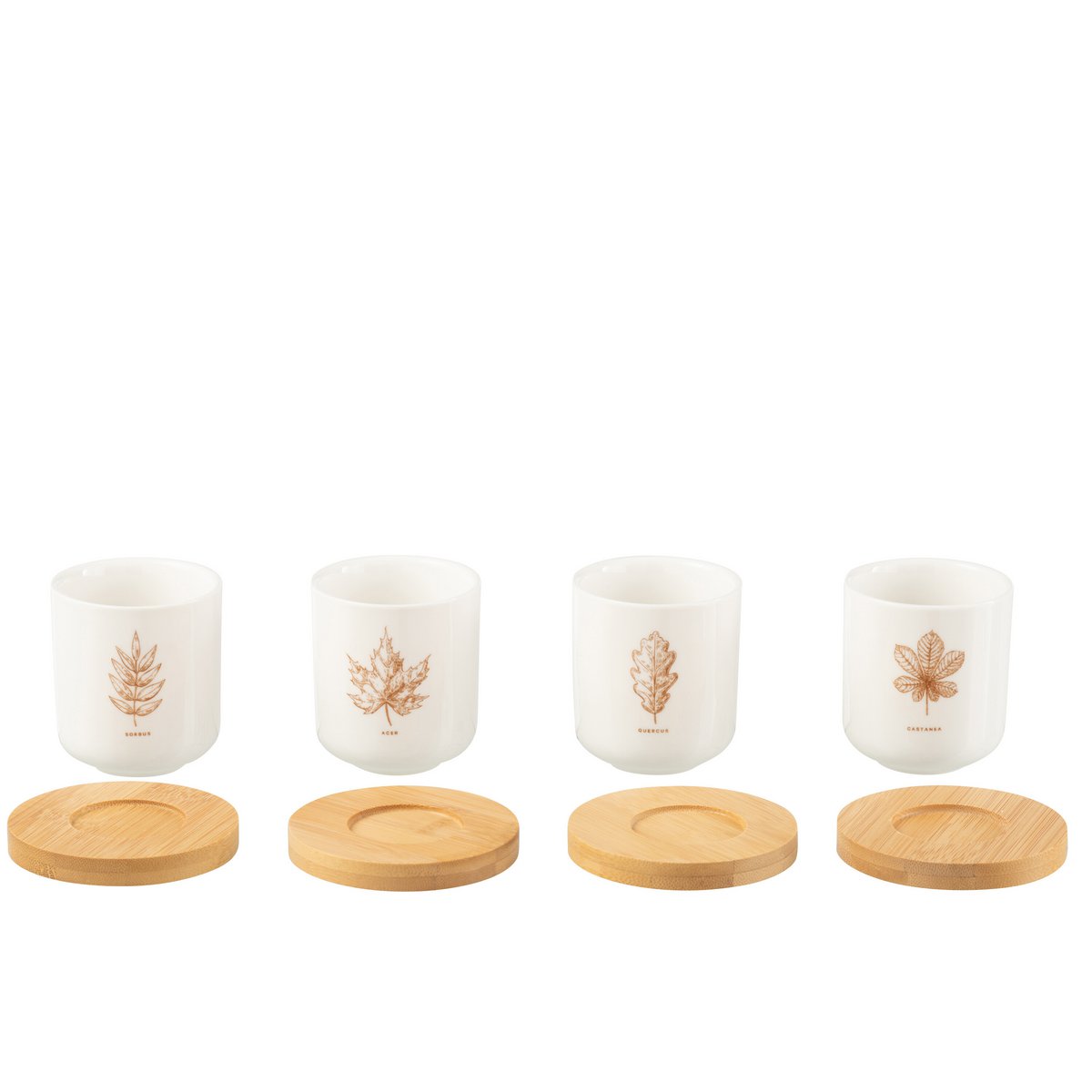 J-Line Kaffeebeutel + Untertasse - Geschenkbox - Keramik - Braun - 4er-Box