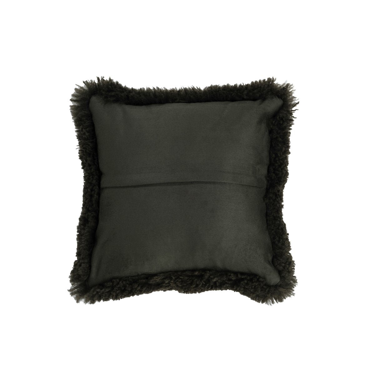J-Line Kissen Square Sheepskin – Polyester – dunkelgrün