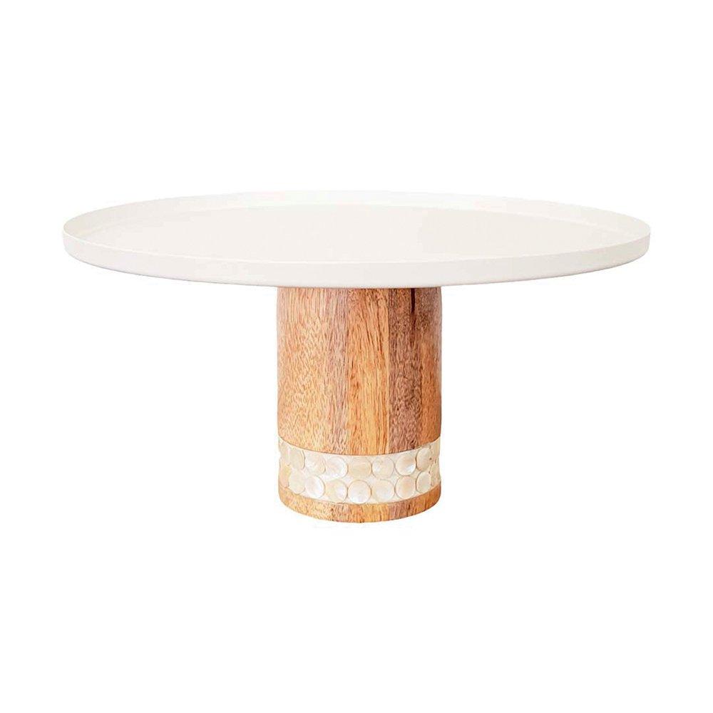WEISSE TORTENFORM AUF HOLZSTÄNDER, GROSSES MODELL 30X30X15CM