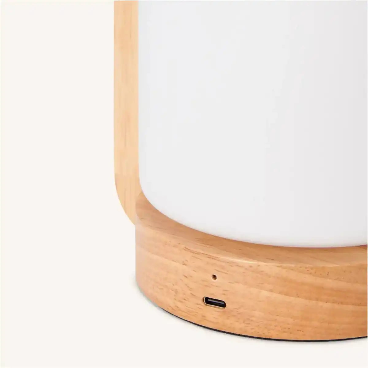George Hellbraune wiederaufladbare Holzlampe – Glas, Griff und bis zu 100 Stunden Akku