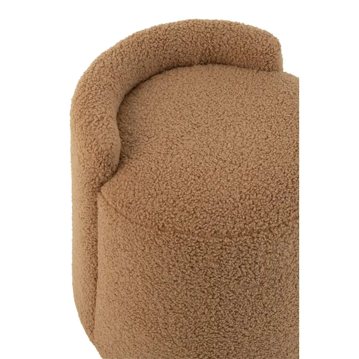 Teddy Pouf mit Bouclé-Rückenlehne – Textil – Kamel