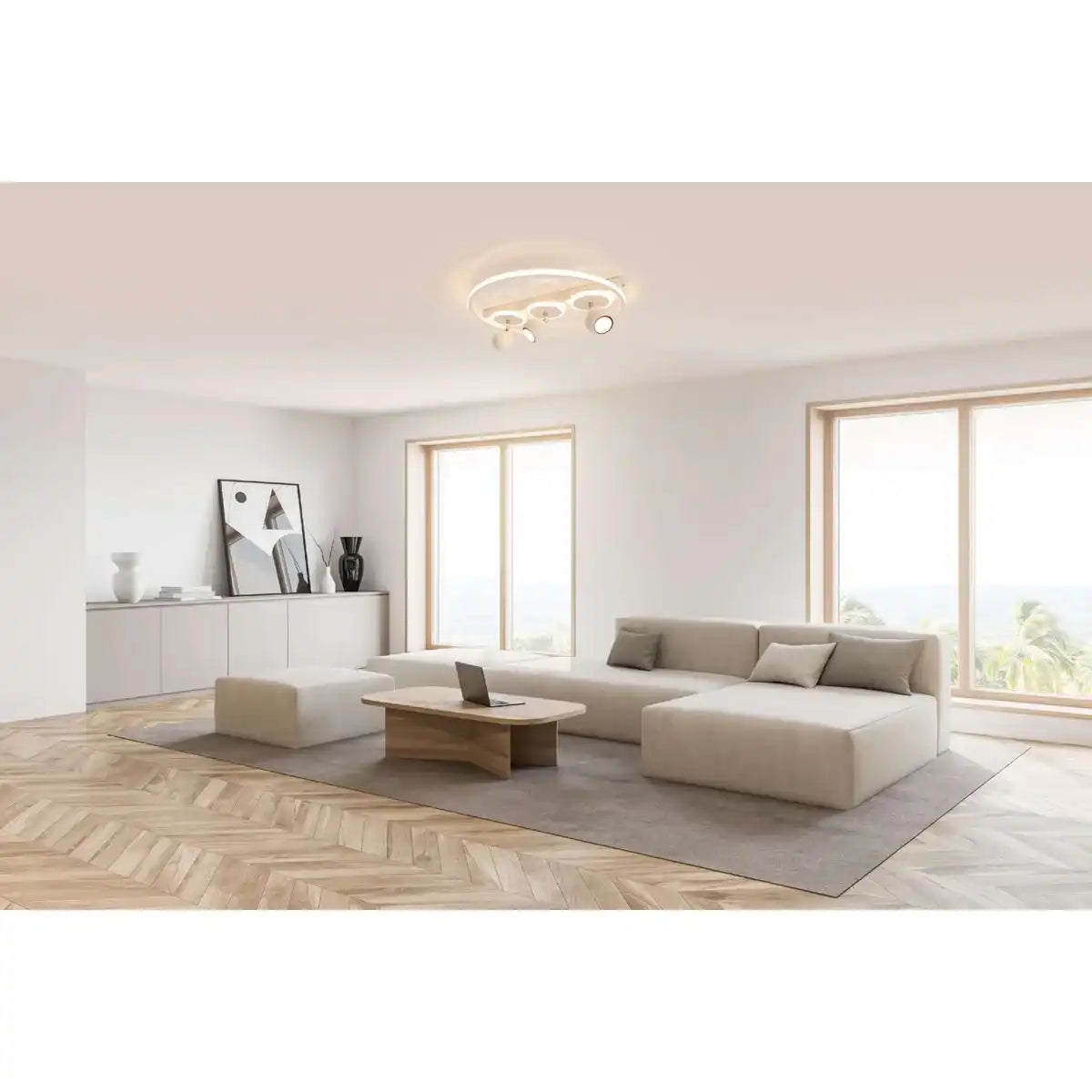 3er-Spot LED Deckenleuchte "RONDA" Ø 50cm, aus Metall und Kunststoff, weiß, GU10, Spots innen