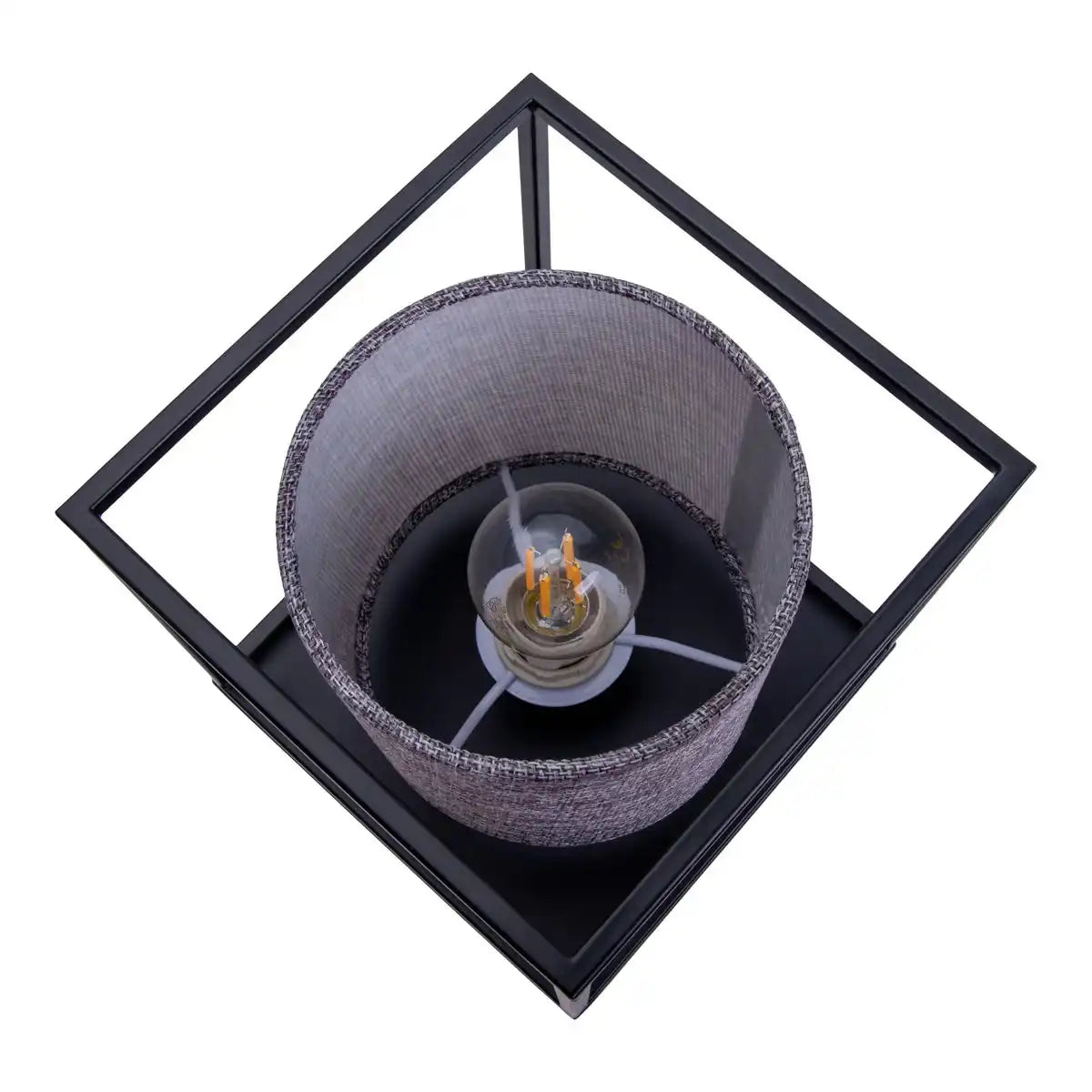 Tischleuchte "BETA" grau aus Metall mit Stoffschirm in grau, mit E14-Fassung, Lampe für Wohnzimmer, Esszimmer, Flur und Büro, 15 x 15 x 17 cm