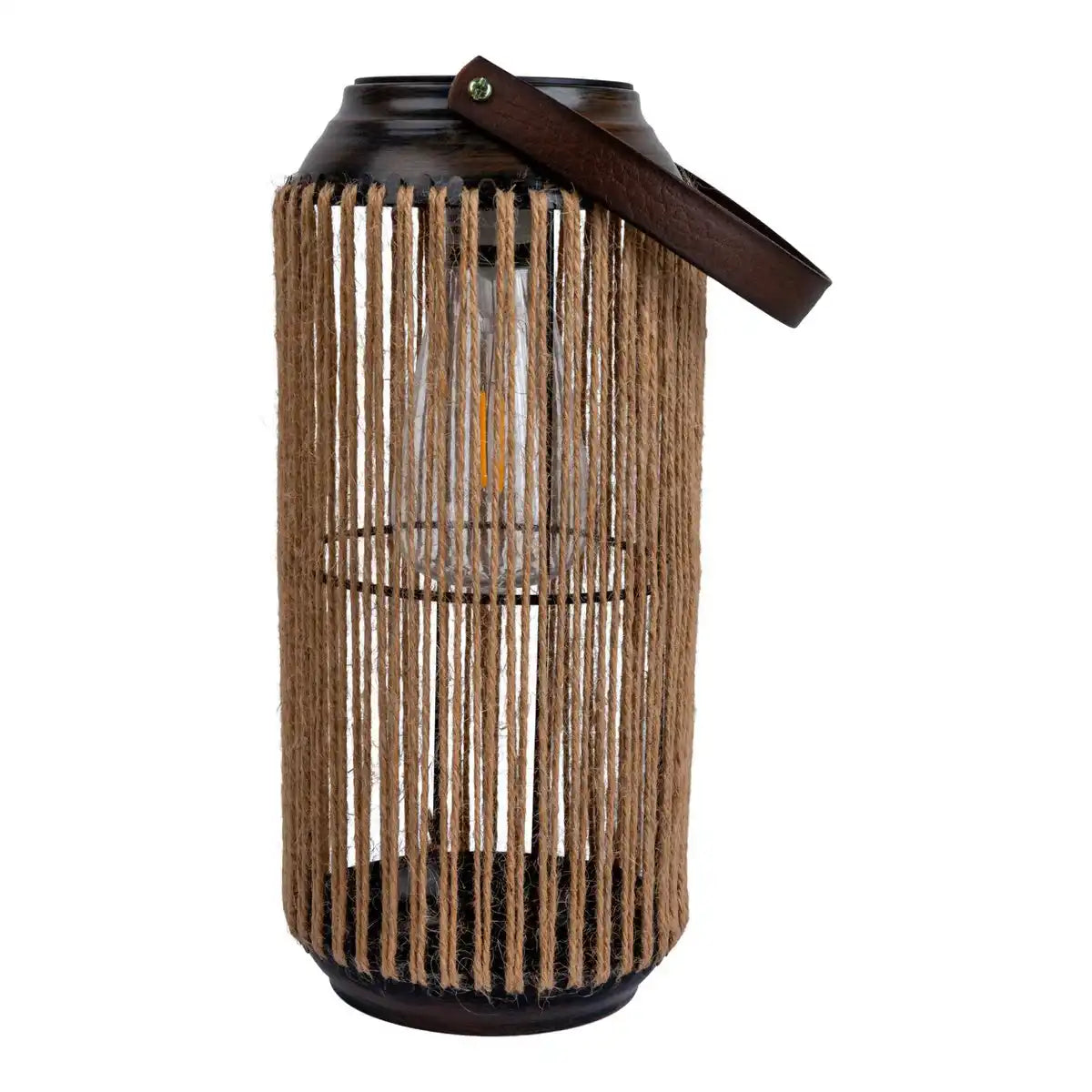 LED Solarleuchte "Korbinian" für Garten und Terrasse, Dekolampe aus Metall mit Jutebespannung in natur, LEDs fest verbaut Solarlampe für Außen 29 x 13 cm