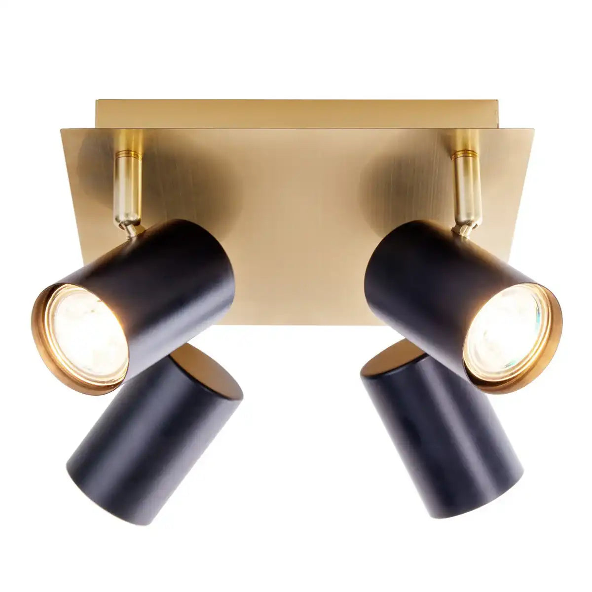 4er Wand- und Deckenleuchten "FRIDA" in Metall schwarz / Gold, Deckenstrahler, GU10, Deckenlampe für Esszimmer, Wohnzimmer, Diele oder Büro, 22 x 22 cm