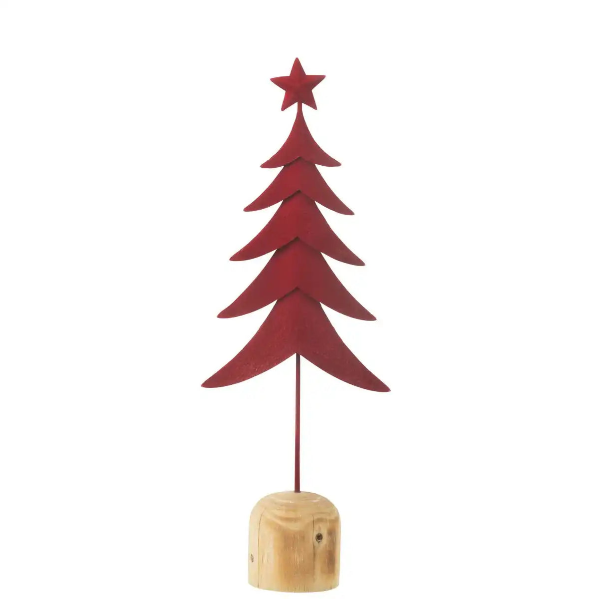 J -Line Dekoration Weihnachtsbaum zu Fuß + Stern - Metall/Holz - rot - L.