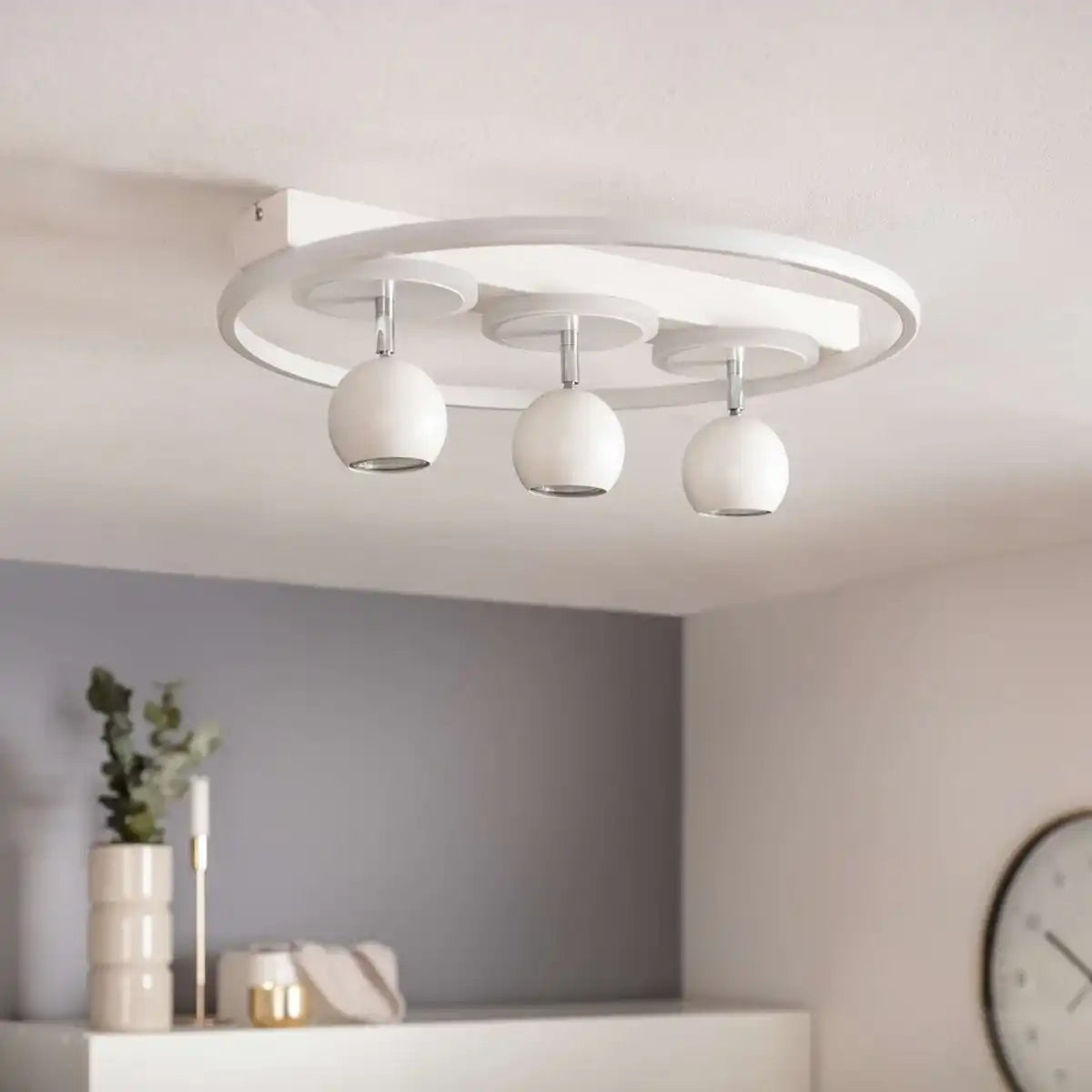 3er-Spot LED Deckenleuchte "RONDA" Ø 50cm, aus Metall und Kunststoff, weiß, GU10, Spots innen