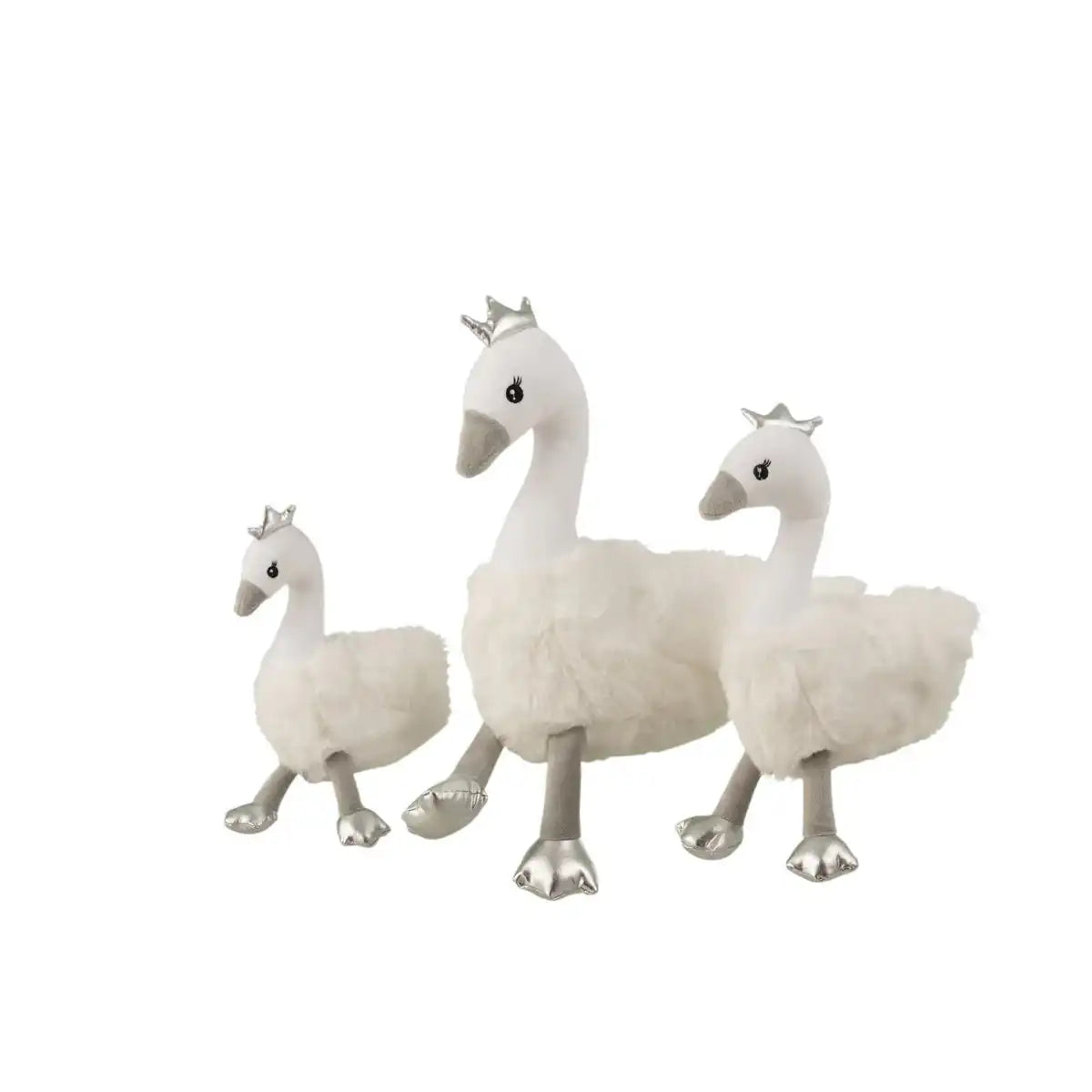 J-Line Figur - Schwan - Plüsch - Weiß/Grau/Silber - L
