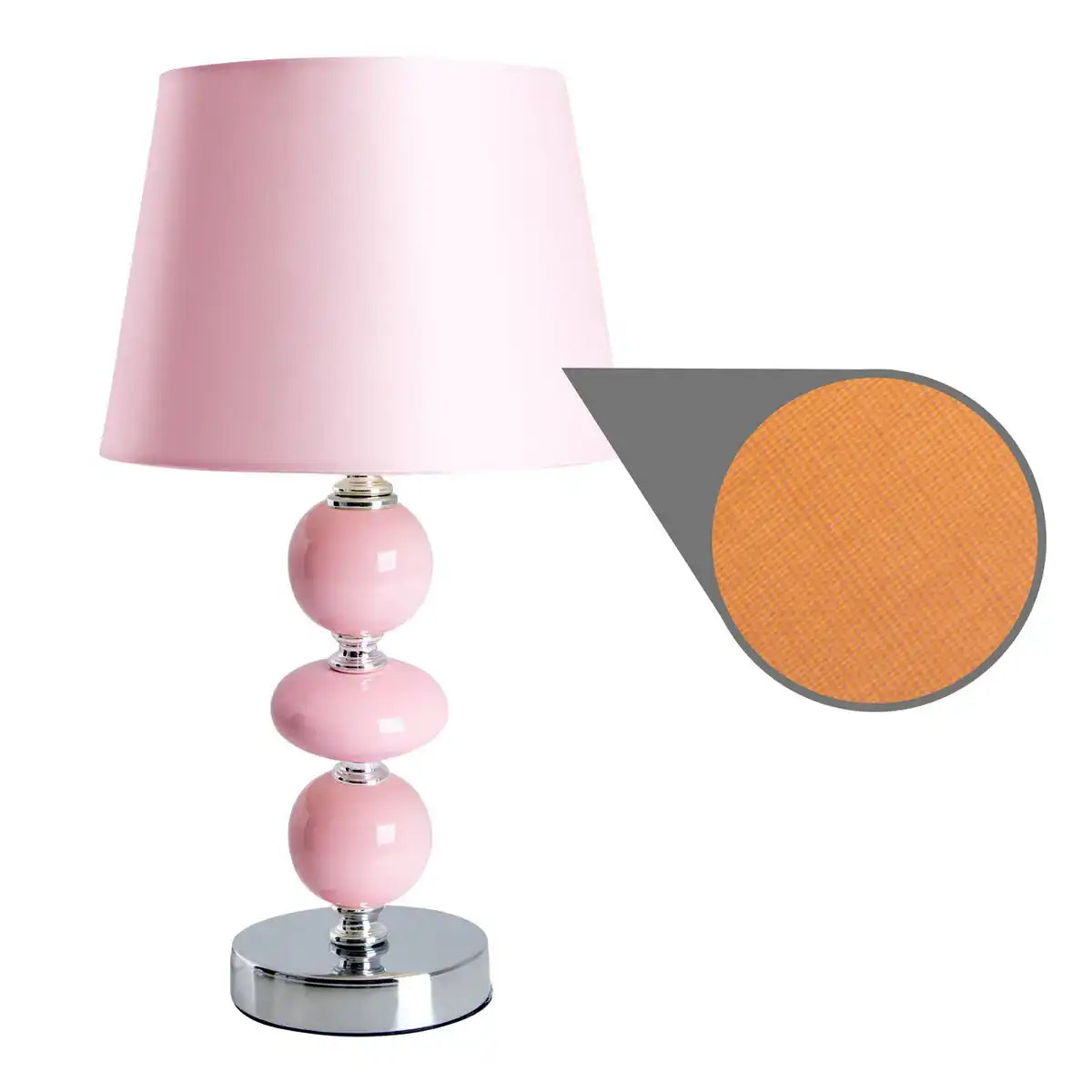 Keramik Tischleuchte "Araga" 36 cm hoch, Tischlampe aus Metall, Keramik, mit Textilschirm, rosa, mit E14-Fassung, Beleuchtung für Esszimmer, Wohnzimmer, Diele oder Büro,