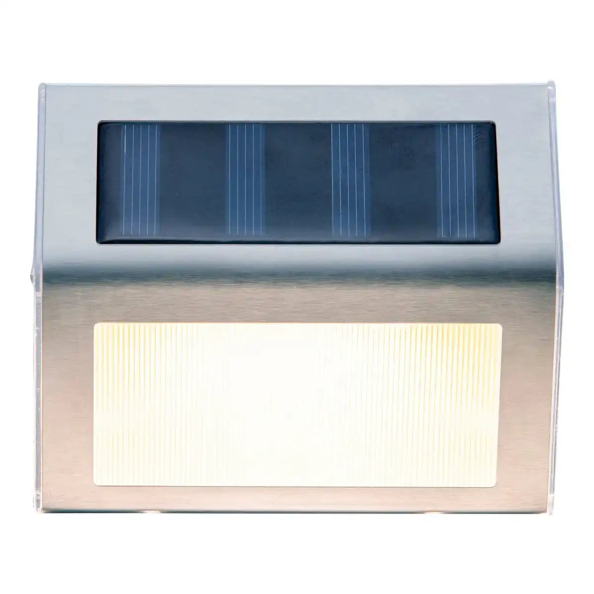 4er-Set LED Solar-Außenleuchte , für Außen, Wandleuchte - Metall und Kunststoff in Stahl-blank, mit integrierter LED