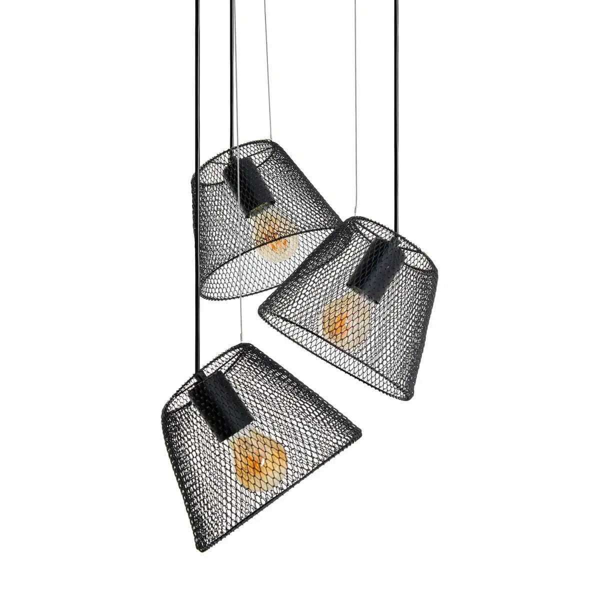 3er Pendelleuchte "KORIE" Pendellampe aus Metall in Schwarz, mit E27-Fassungen, Ø30cm, für Wohnbereich und Büro.