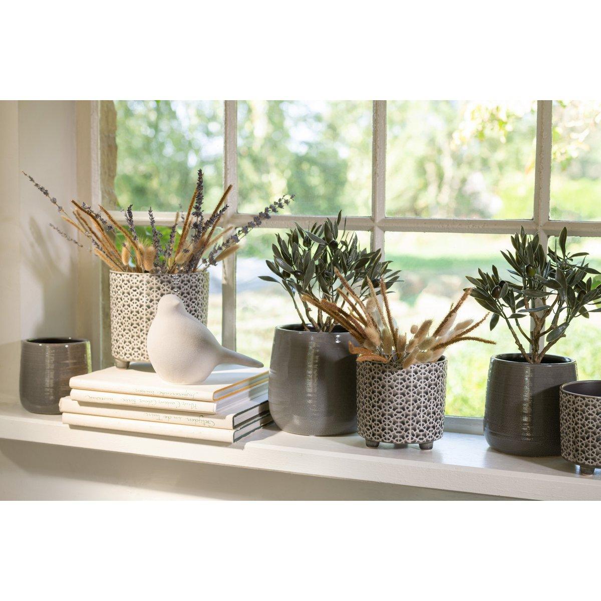 J-Line Blumentopf Plain - Keramik - Grau - Mittel - Ø 14,50 cm