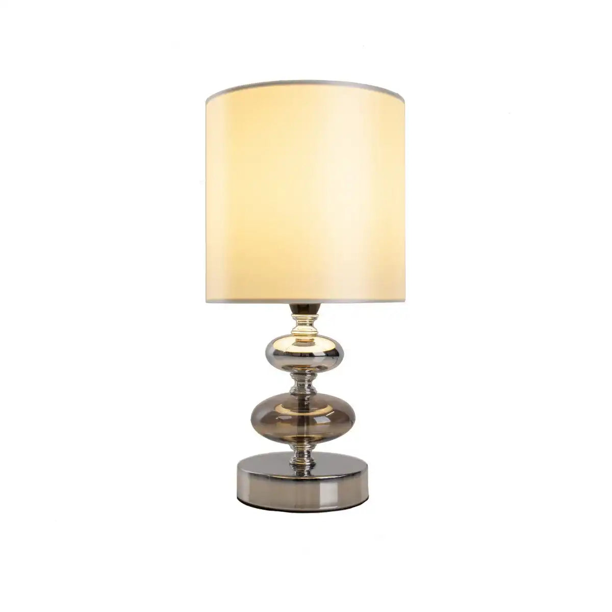Stoff, Tischleuchte "MALI", Tischlampe aus Metall und Textilmaterial, weiß, mit E14-Fassung, für Esszimmer, Wohnzimmer, Diele oder Büro, Tischlampe für Wohnzimmer oder Esszimmer, Nachttischlampe- 28,5 cm hoch