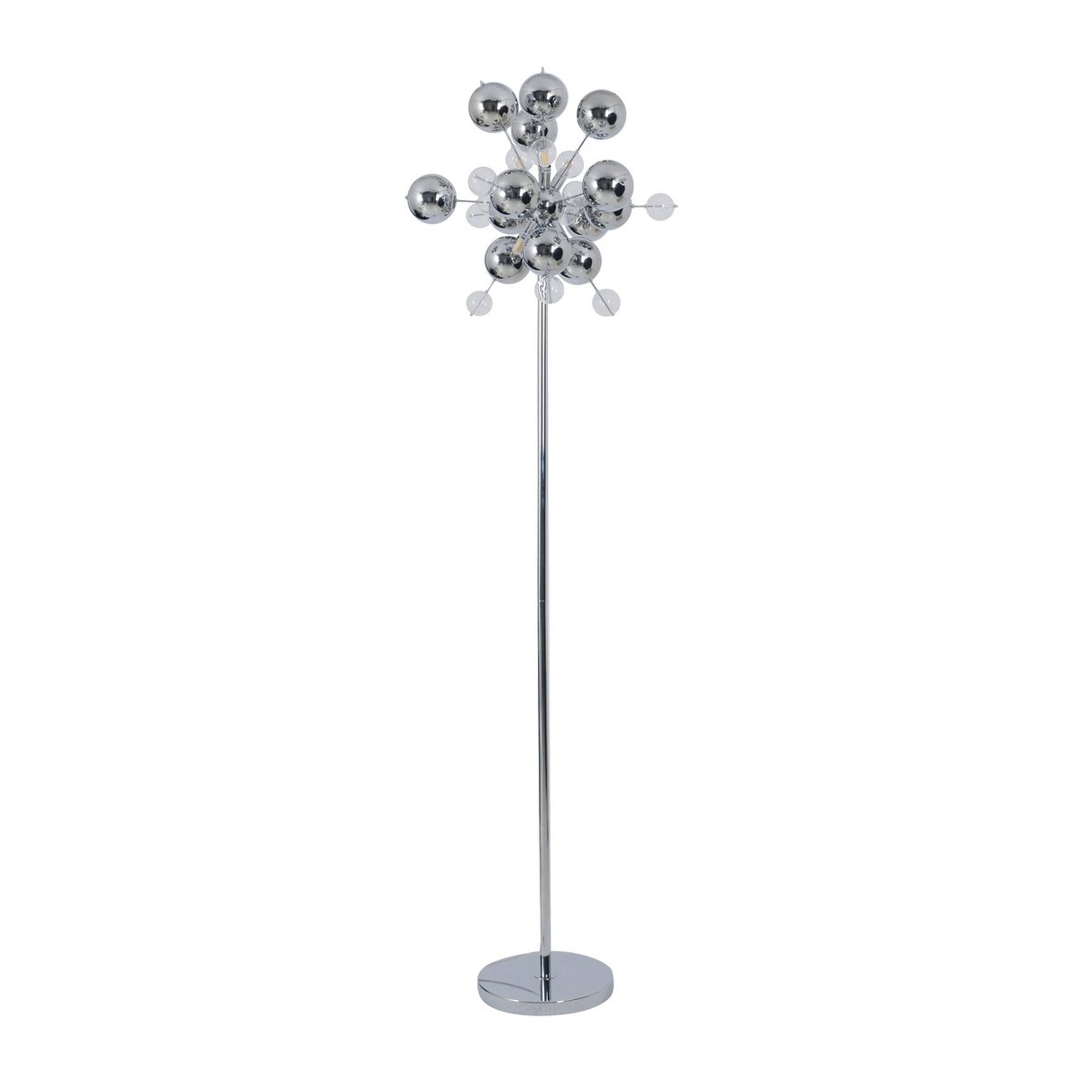 Stehleuchte "EXPLOSION" in chrom, Stehlampe aus Metall und Glas, Chrome, G9, Stehlampe 169 cm hoch