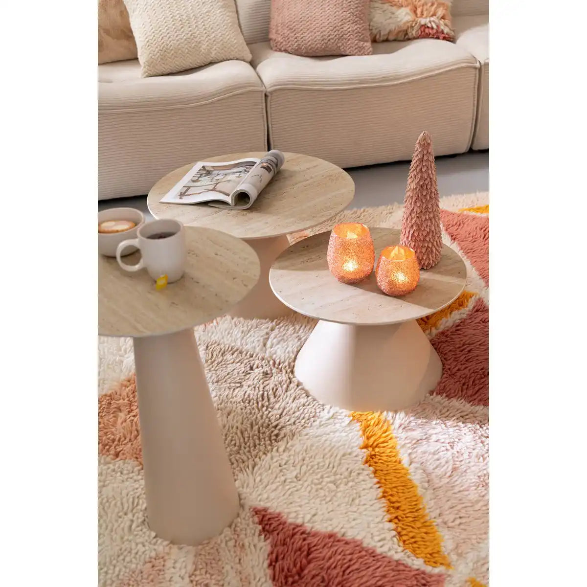 J-Line Side Table Spalte Kegel Iron Ecru/Beige