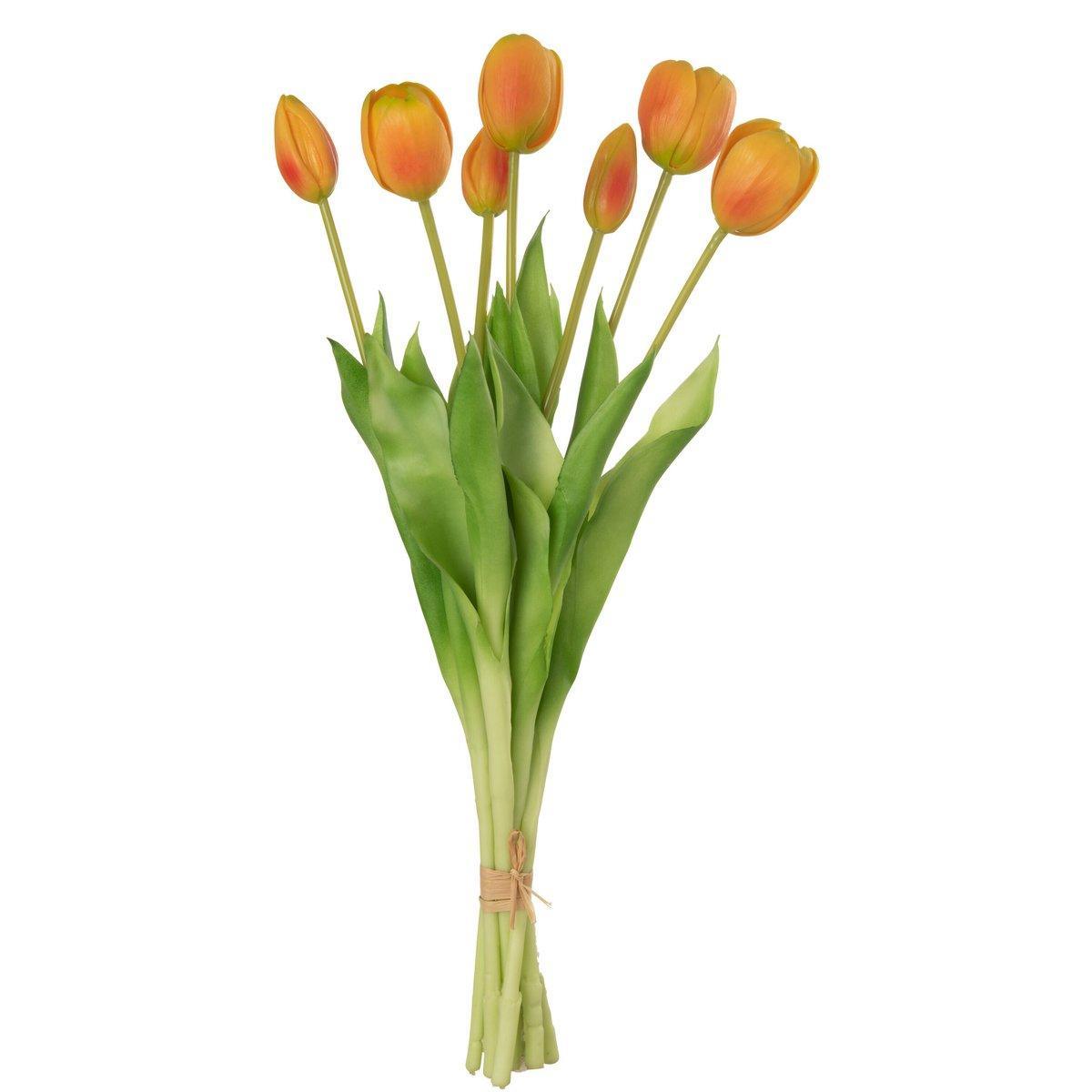 J-Line Blumenstrauß Tulpen 7 Stück - Kunststoff - Orange/Gelb - Groß
