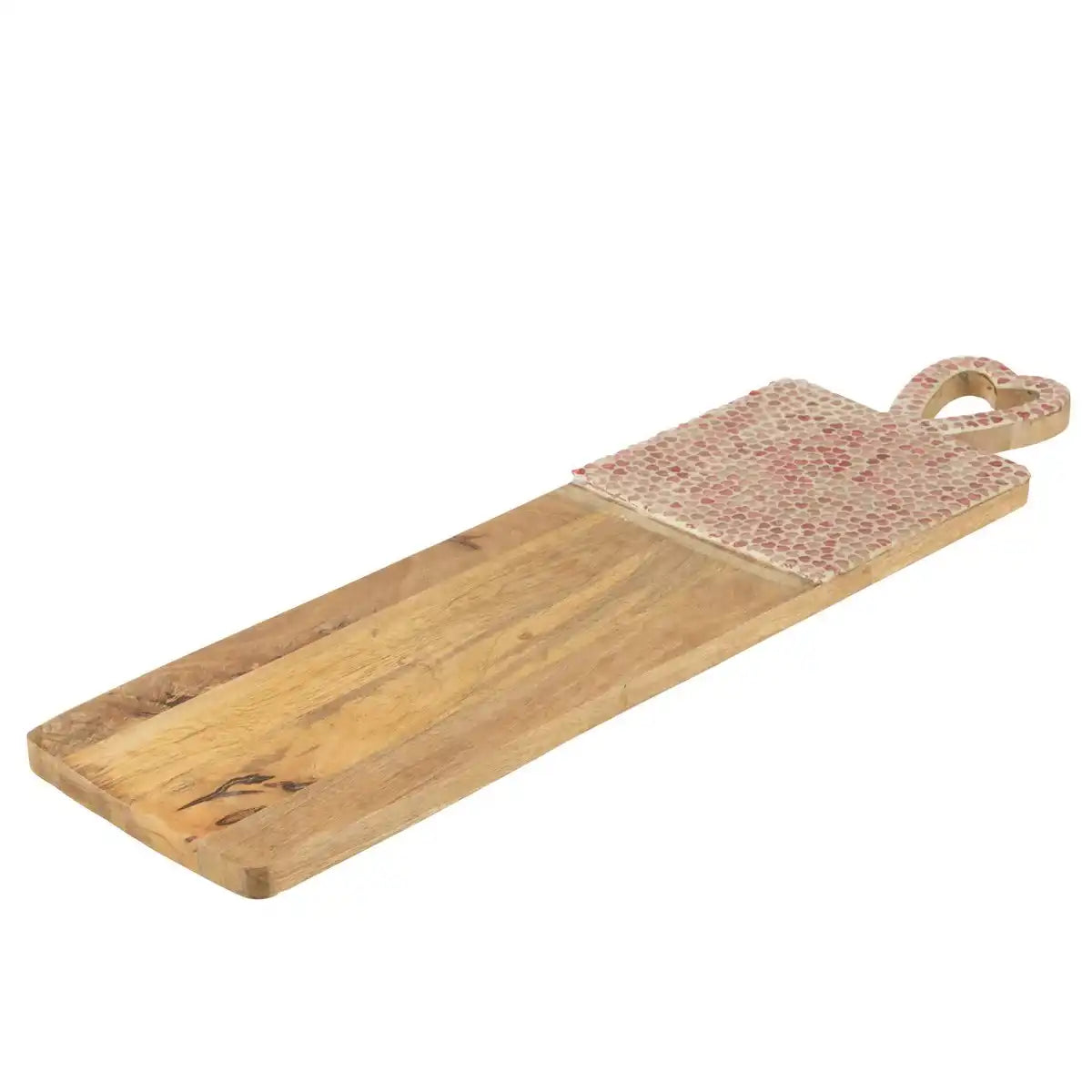 J-Line Tray Heart Mosaic Long Mango Holzrosa