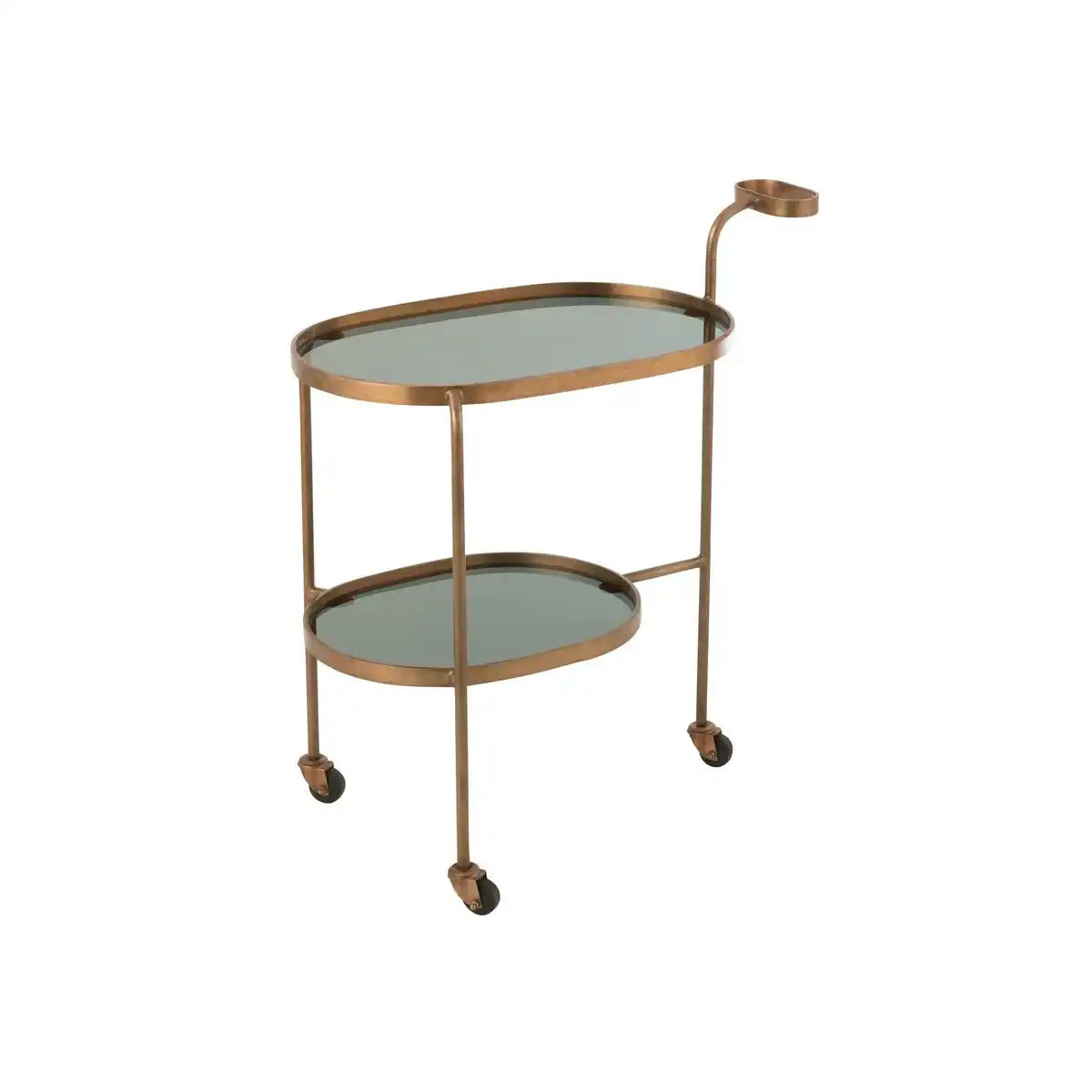 J-Line Servierwagen Oval 2 Ebenen – Eisen/Glas – Schwarz/Bronze