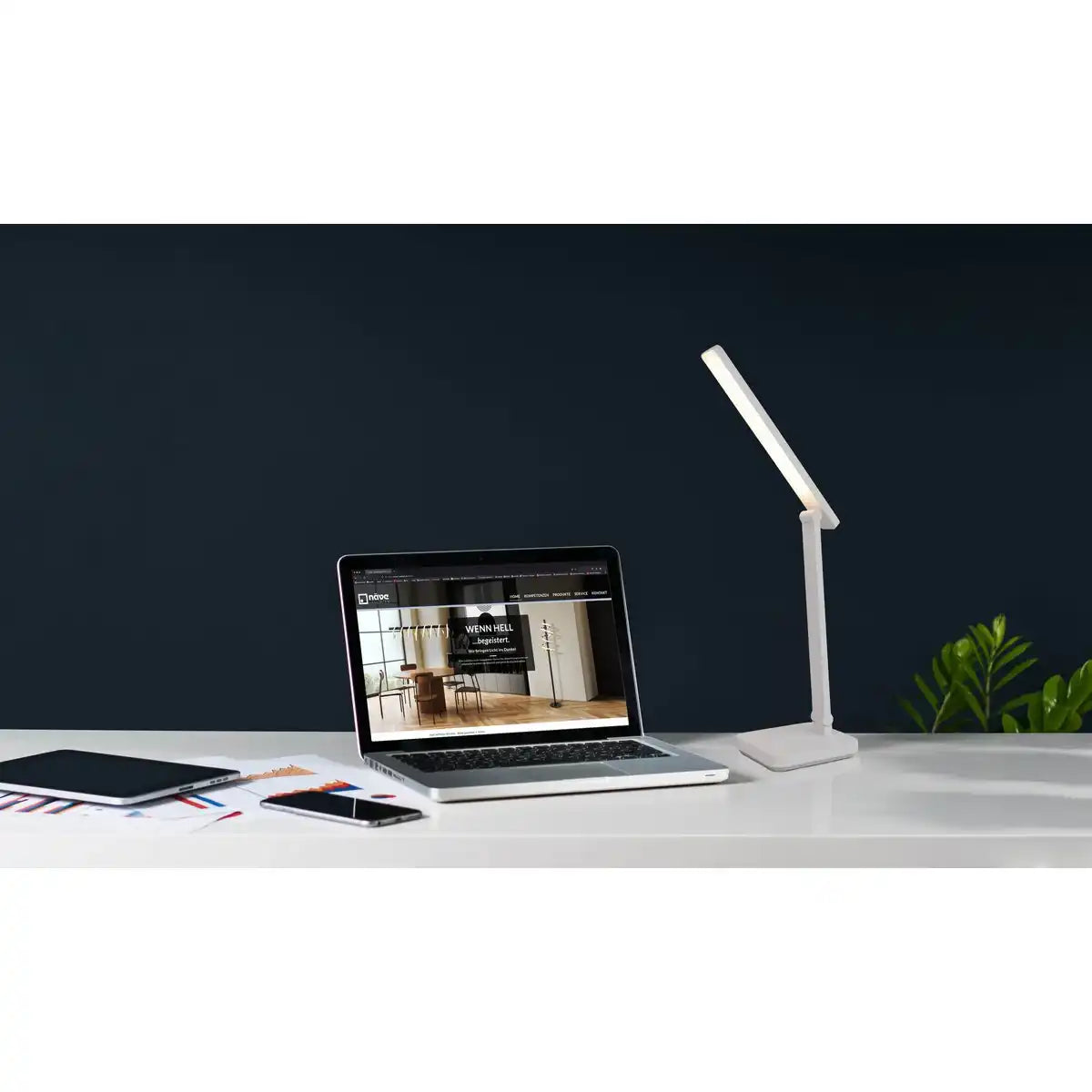 LED Tischleuchte "MOVER" weiß, Metall und Kunststoff, 38 cm hoch, dimmbar, CCT-Farbwechsler