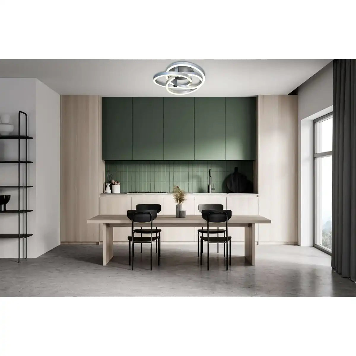 Smart Home LED Deckenleuchte "DIVORA" Ø 70 cm, Deckenlampe aus Metall, Aluminium gebürstet und weißem Kunststoff, mit vielen Funktionen, fest verbauten LEDs, Beleuchtung für Wohnzimmer, Esszimmer Büro oder Diele
