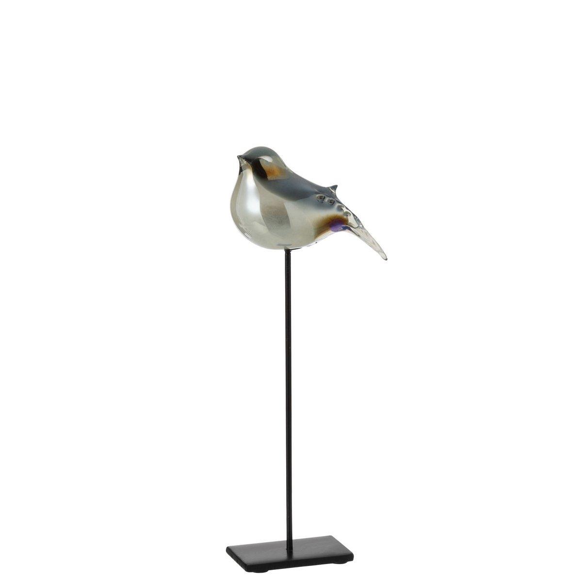 J-Line Bird on Foot Glas/Eisengrau/Schwarz Groß