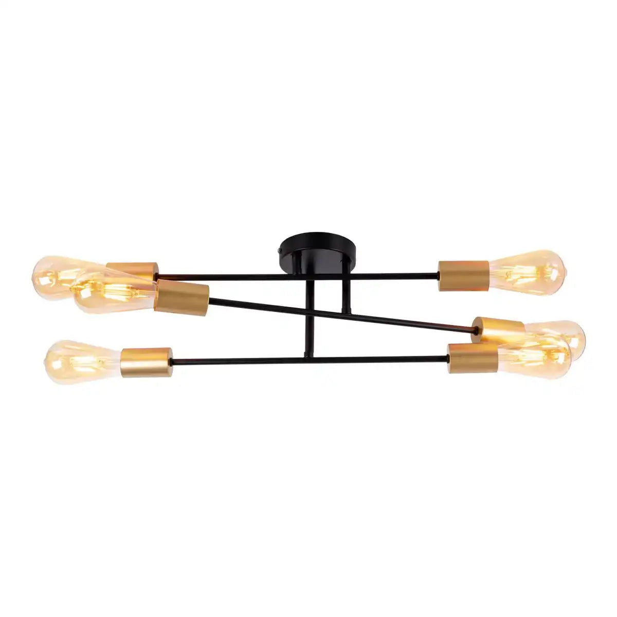 Deckenleuchte "MODO" 6-flammig aus Metall in Schwarz,, Fassungen Gold, E27-Fassung, Deckenlampe für Wohnzimmer, Esszimmer, Küche, Diele, Flur oder Büro mit einem Øvon 54,5 cm