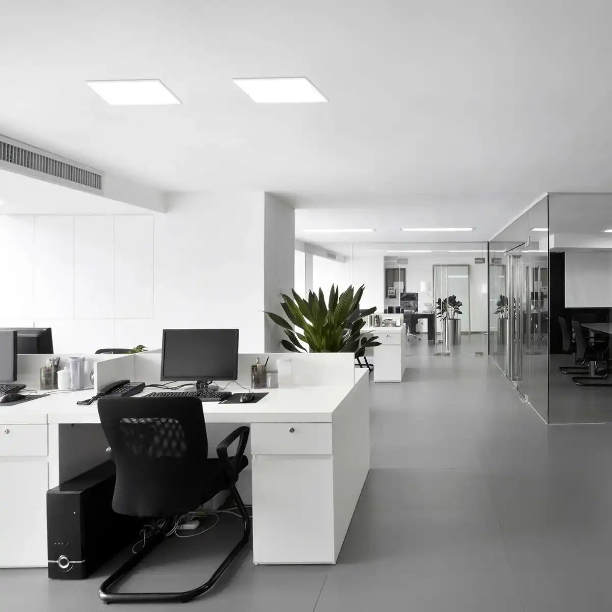 LED Panel-Deckenleuchte "CARENTE" Seitenlänge 45 cm, rahmenlos, viele Funktionen, aus Metall und Kunststoff, weiß, integrierte LEDs